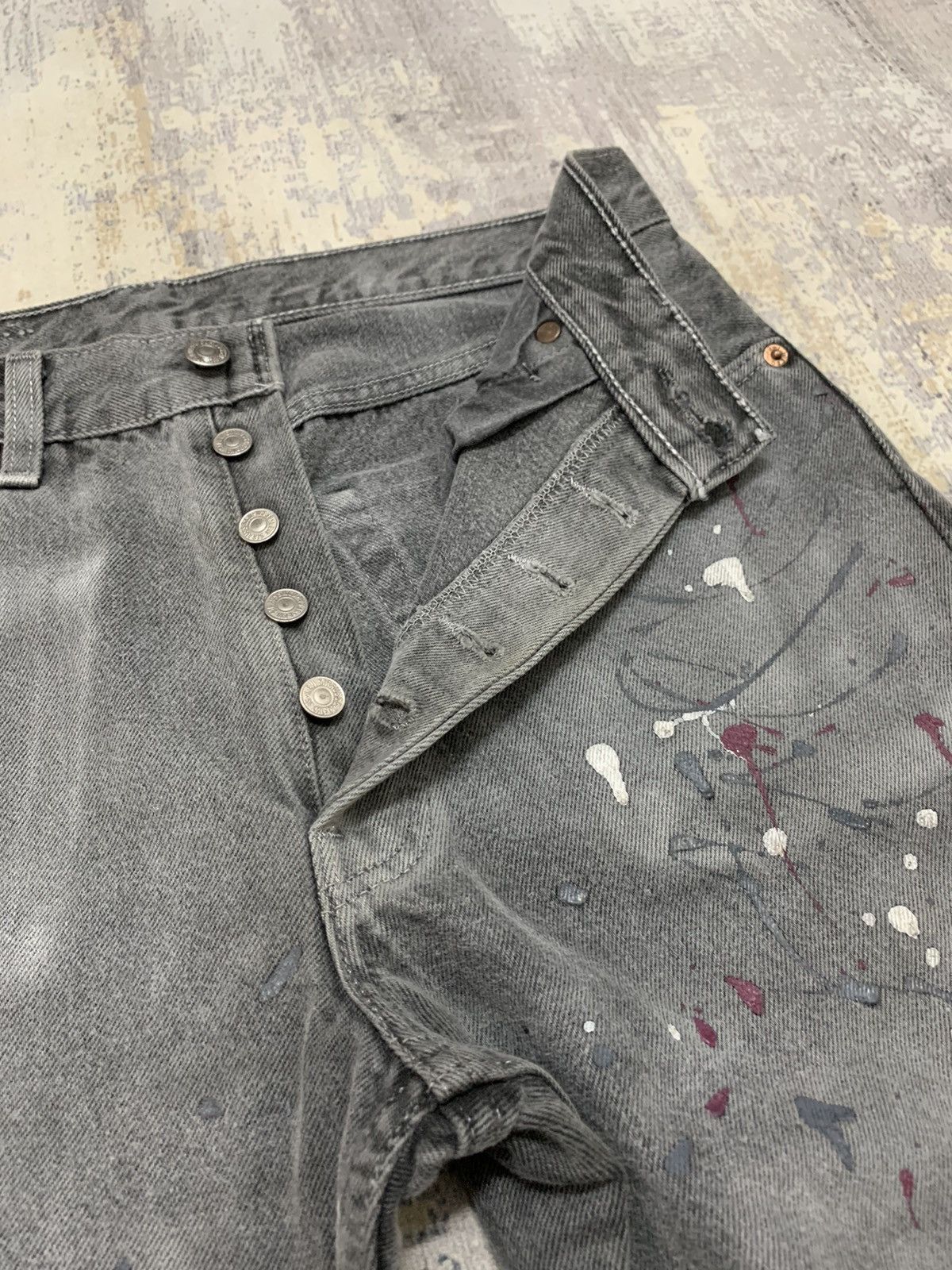 Levi's Vintage Levis 501 Paint Splatter Jeans 31x30.5 Size US 31 - 7 Thumbnail