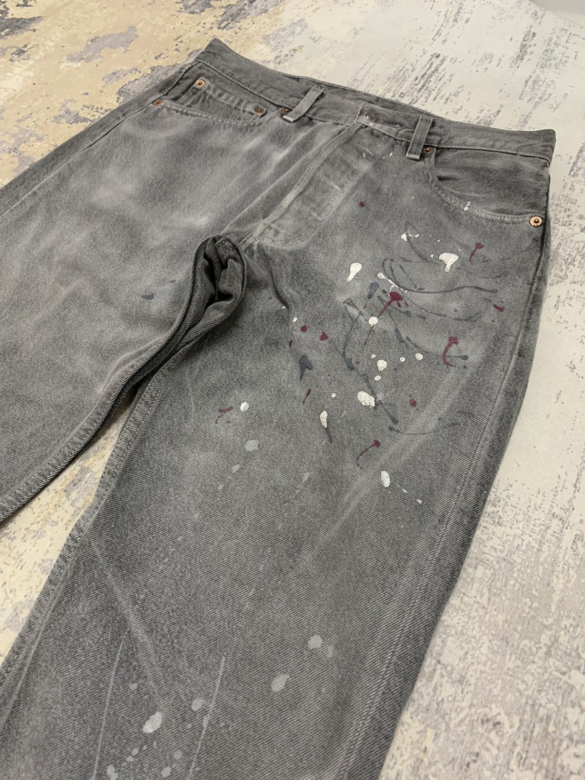 Levi's Vintage Levis 501 Paint Splatter Jeans 31x30.5 Size US 31 - 3 Thumbnail