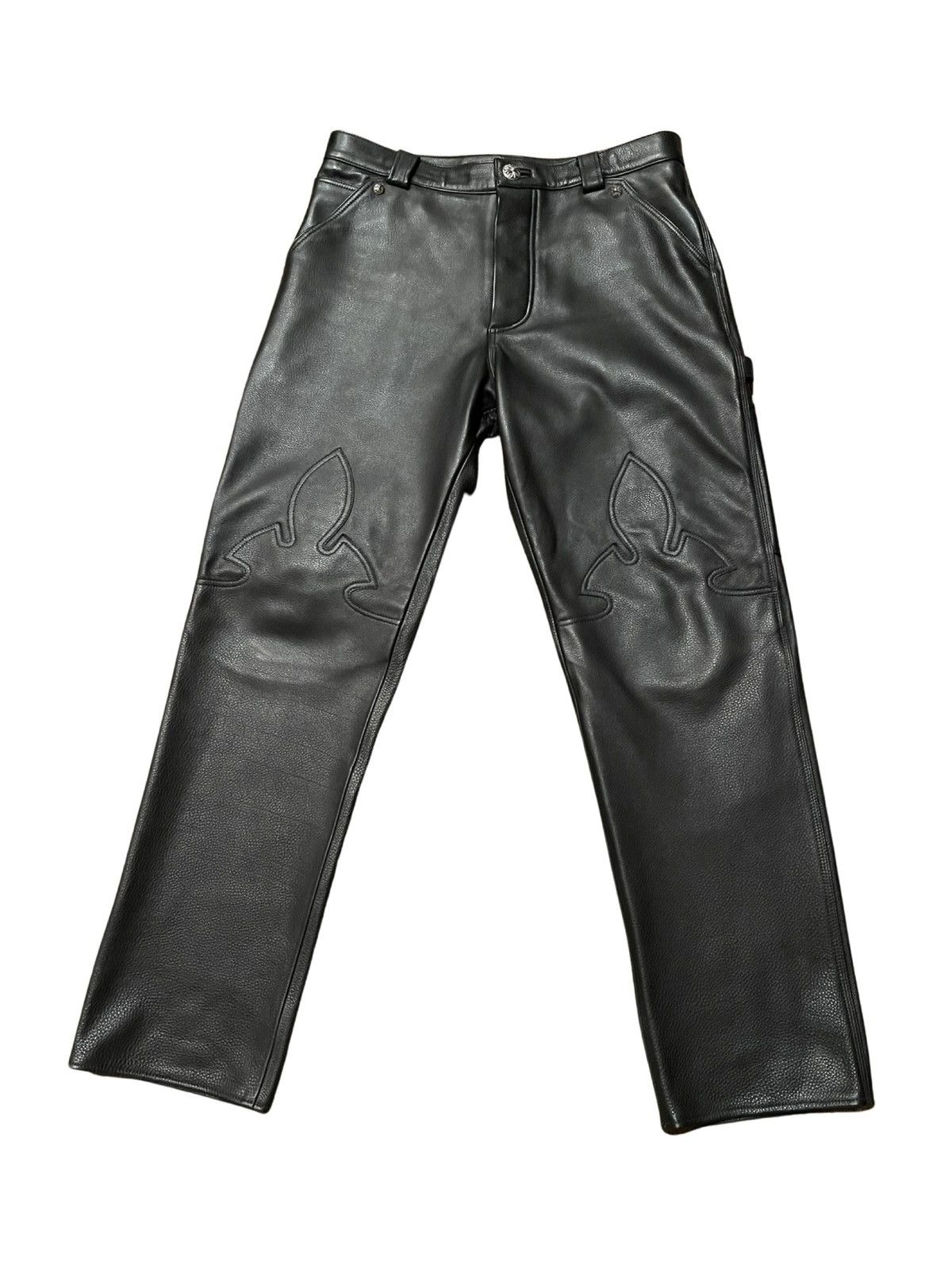 Chrome Hearts Leather Fleur Knee Carpenter Pants Size US 32 / EU 48 - 3 Thumbnail