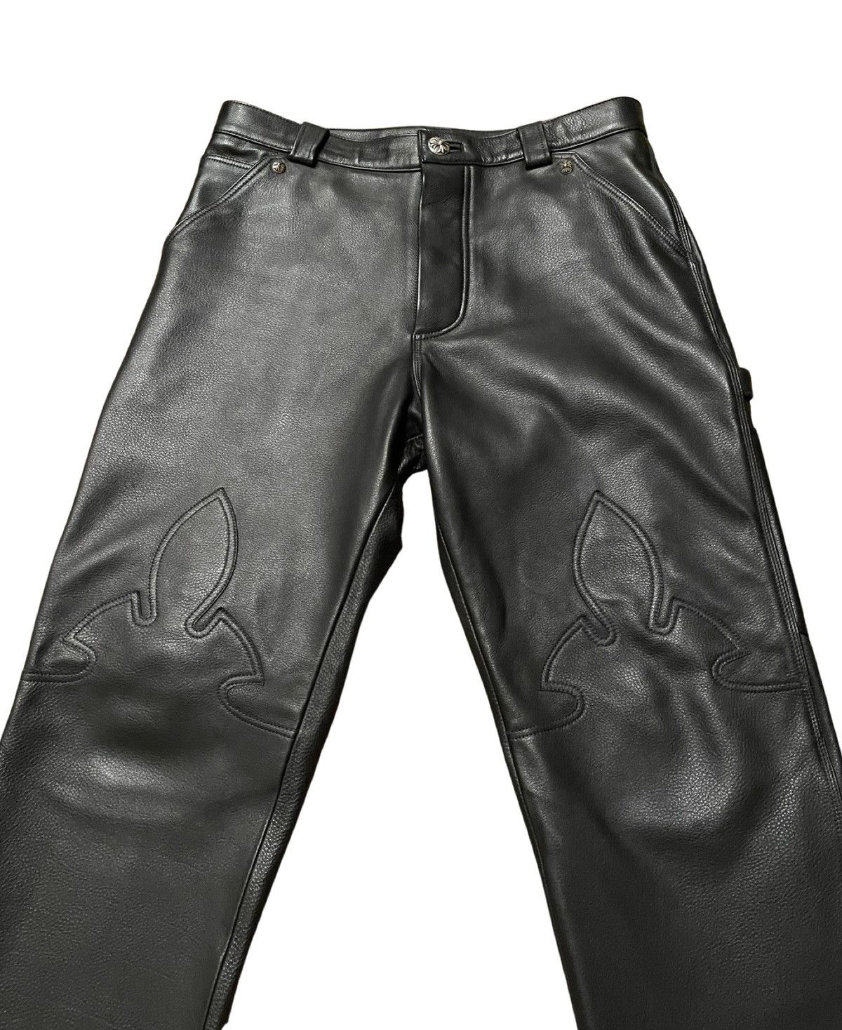 Chrome Hearts Leather Fleur Knee Carpenter Pants Size US 32 / EU 48 - 4 Thumbnail