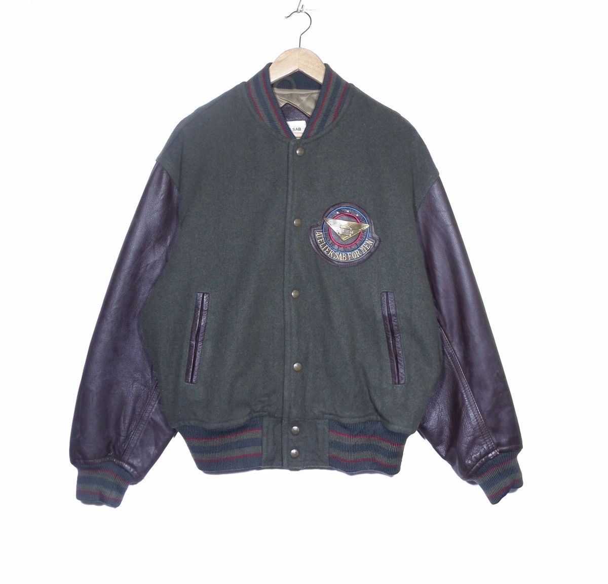 Vintage Vintage varsity jacket Atelier Sab leather jacket Size US L / EU 52-54 / 3 - 2 Thumbnail