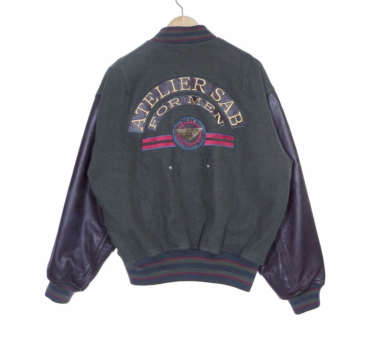 image of Varsity Jacket Atelier Sab Leather Jacket, Men's (Size Large)