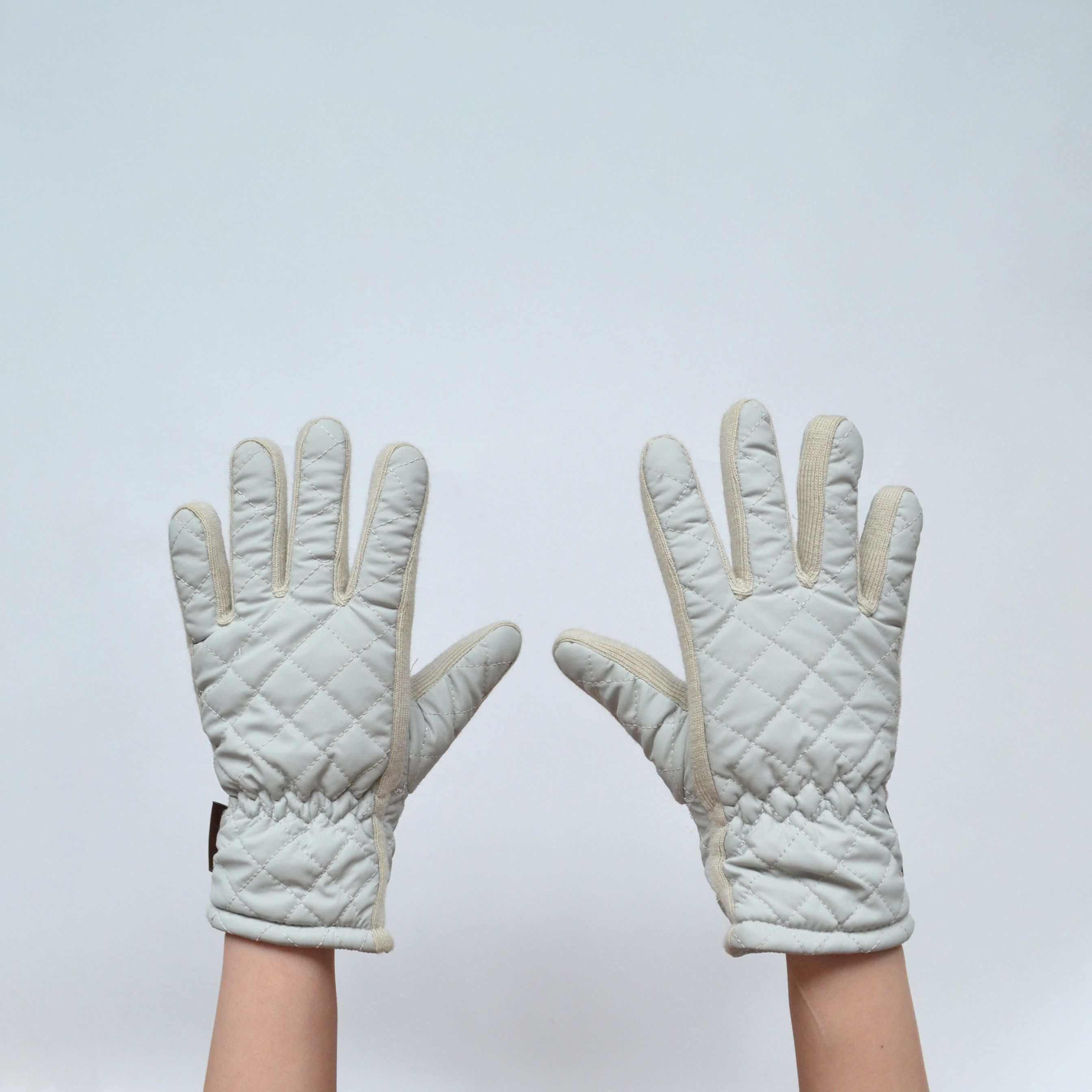 Moncler 🔴 MONCLER Gloves Logo Quilted Light Blue Badge 90s Size ONE SIZE - 2 Thumbnail