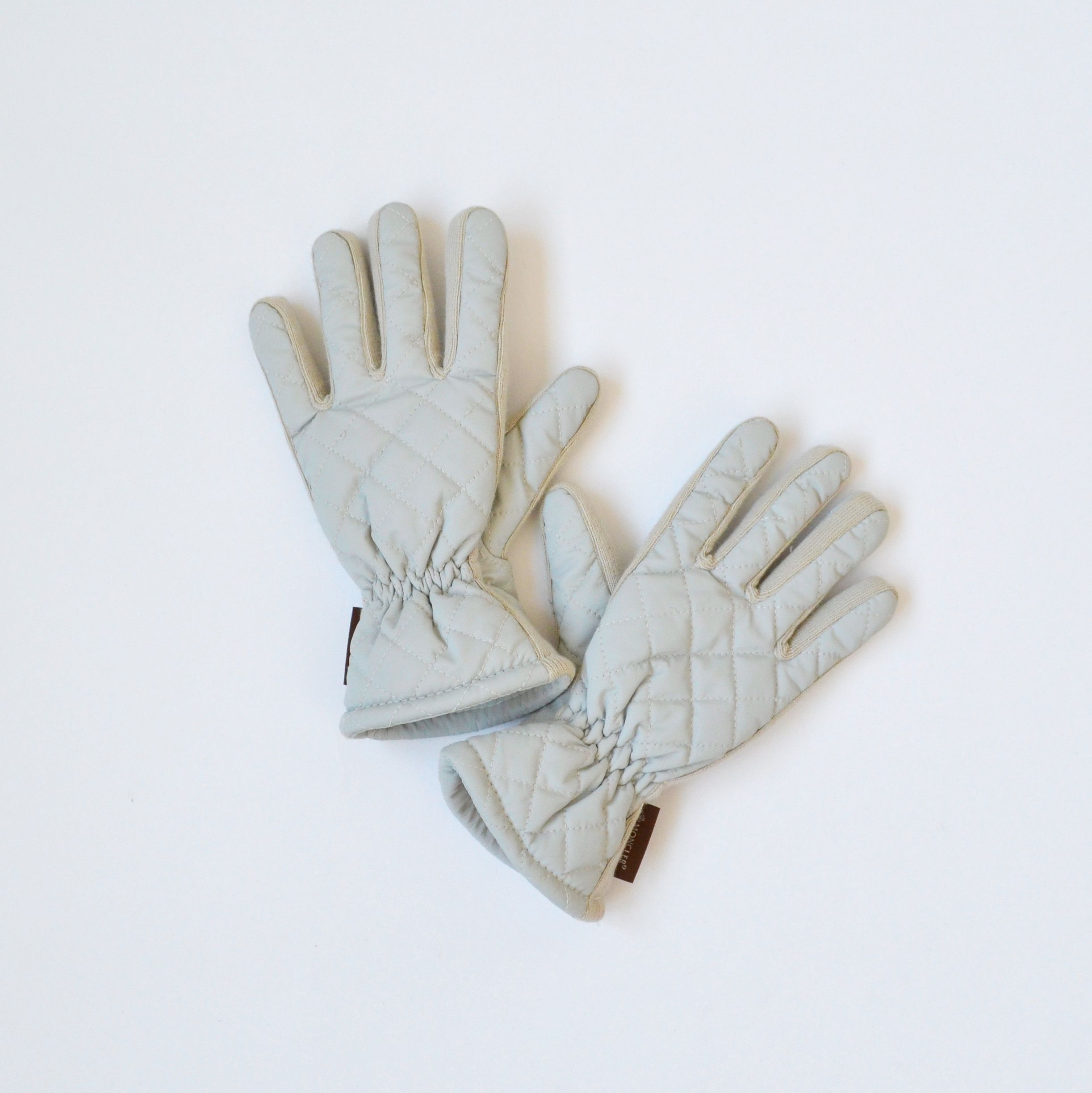 Moncler 🔴 MONCLER Gloves Logo Quilted Light Blue Badge 90s Size ONE SIZE - 1 Thumbnail