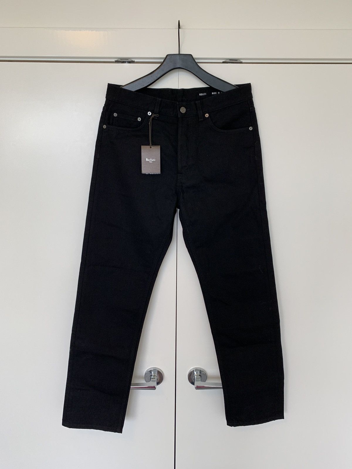 image of Berluti Aw'18 Regular Fit Black Denim Jeans / Size 48, Men's