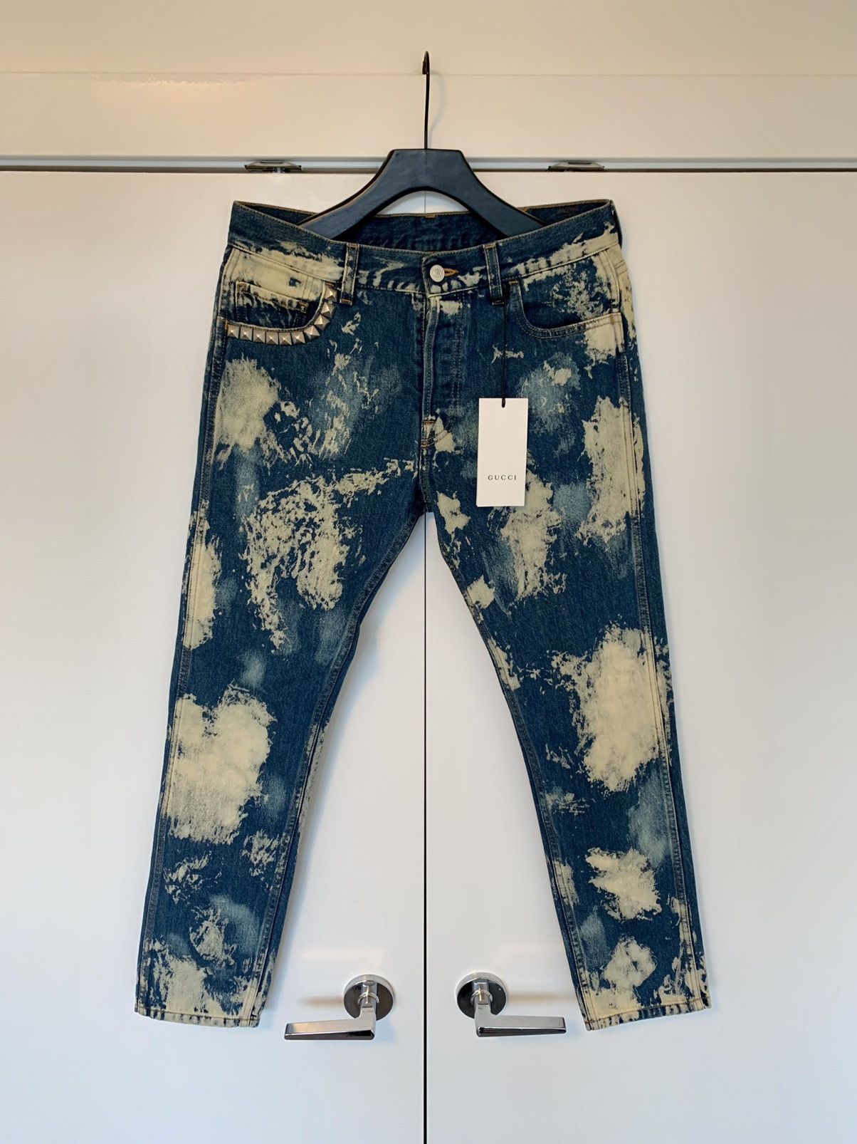 image of Gucci Punk Bleached Denim Jeans in Blue, Men's (Size 30)