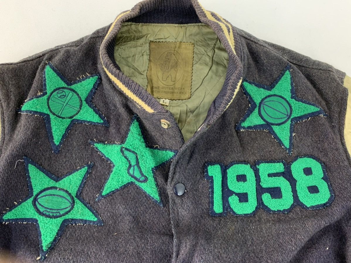 Golden Bear Vintage 80s USA Rare Leather Sleeve Varsity Padded Jacket Size US M / EU 48-50 / 2 - 2 Thumbnail