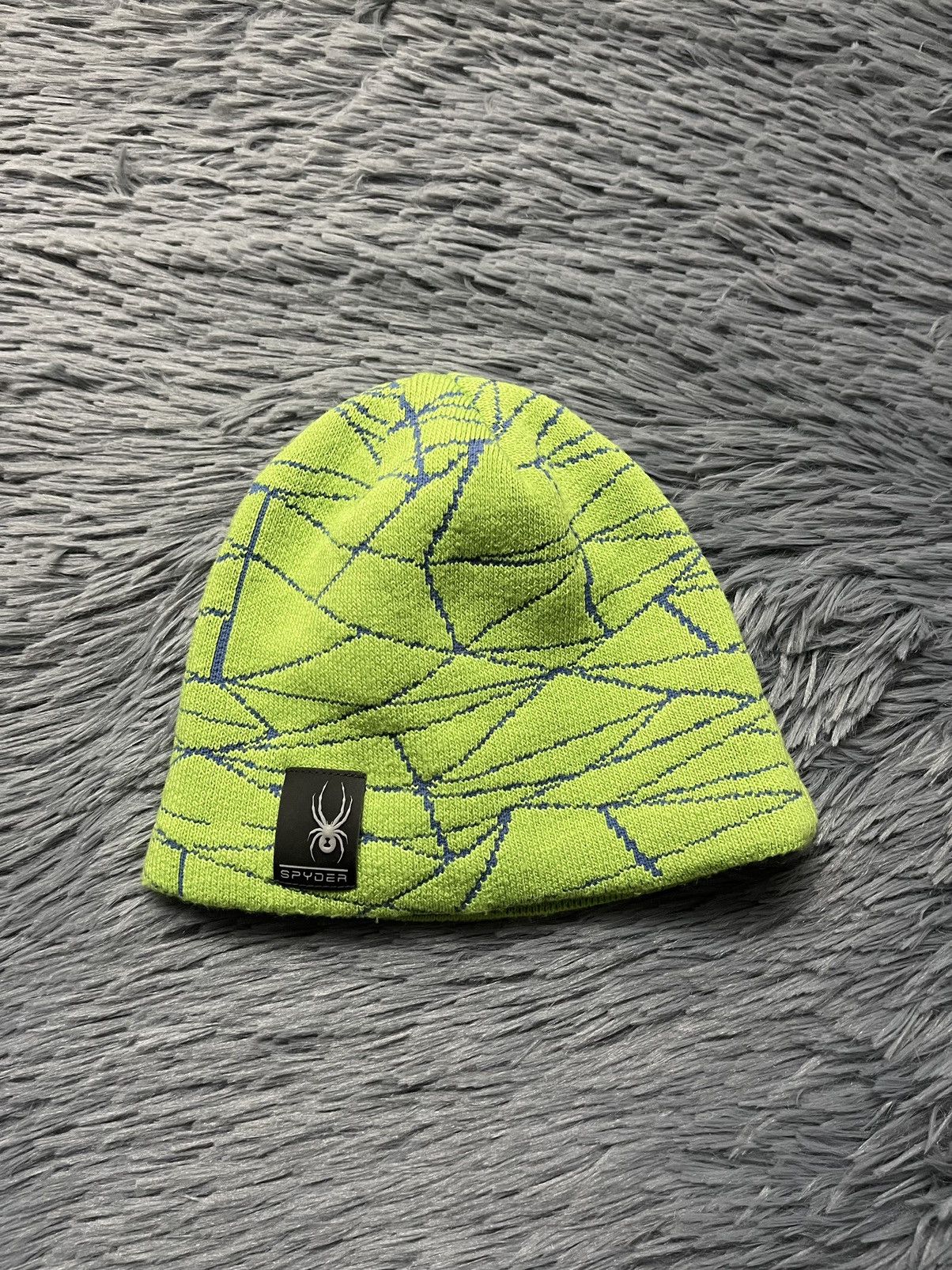 Japanese Brand × Spyder Spyder neon green web print gorpcore style Y2K beanie Size ONE SIZE - 1 Thumbnail