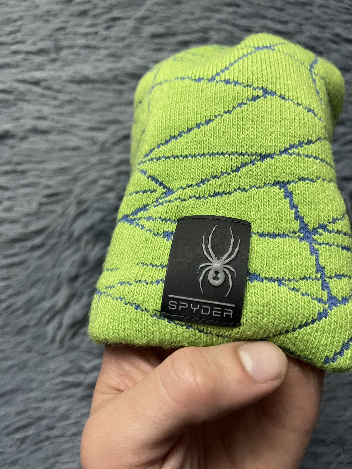 Japanese Brand × Spyder Spyder neon green web print gorpcore style Y2K beanie Size ONE SIZE - 2 Thumbnail