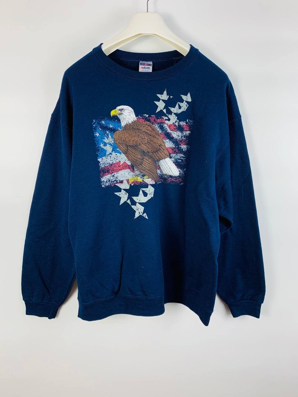Vintage Vintage sweatshirt eagle blue cotton XL Size US XL / EU 56 / 4 - 1 Thumbnail