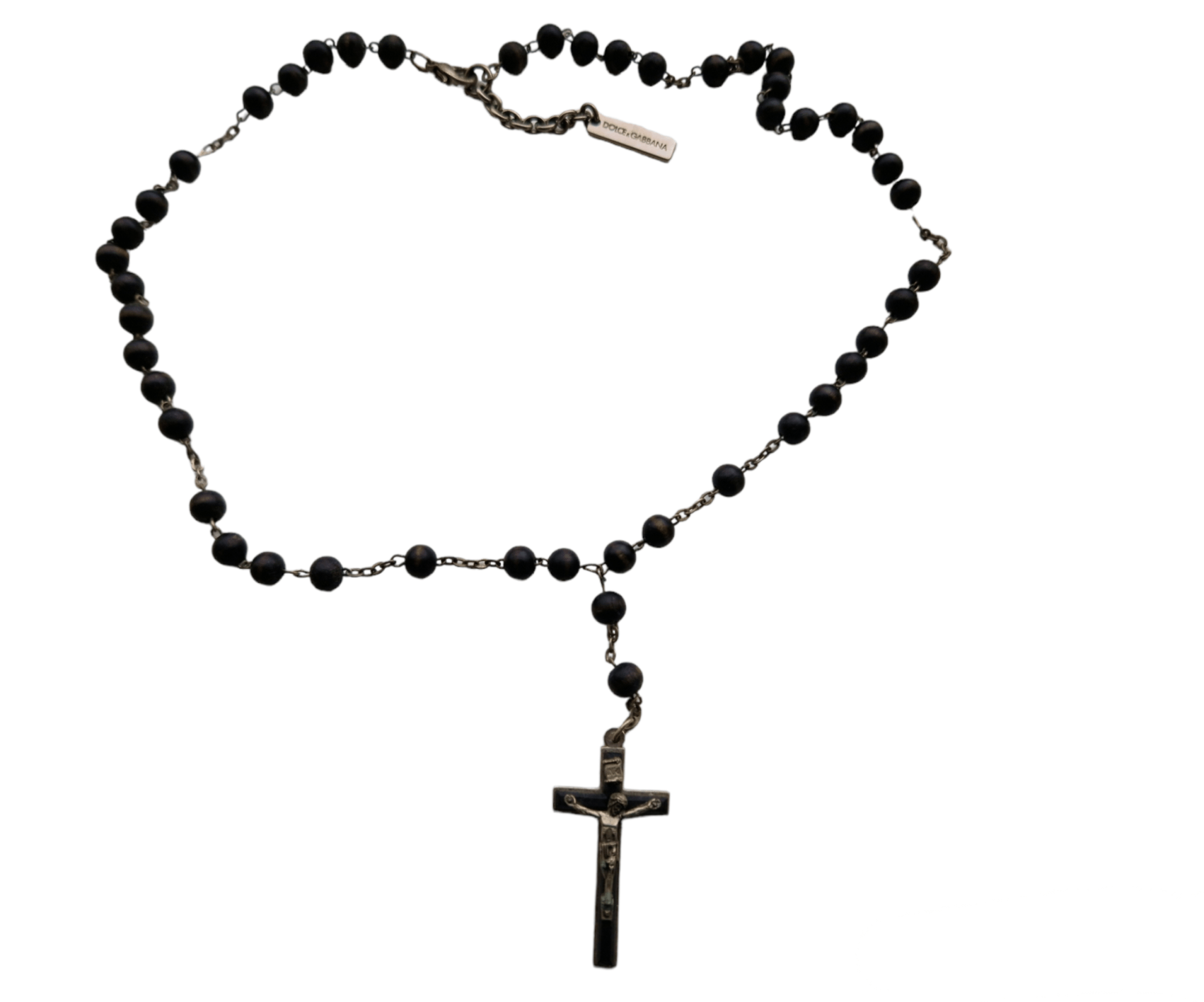 Pre-owned Dolce & Gabbana D&g Rosary Cross Necklace In Silver