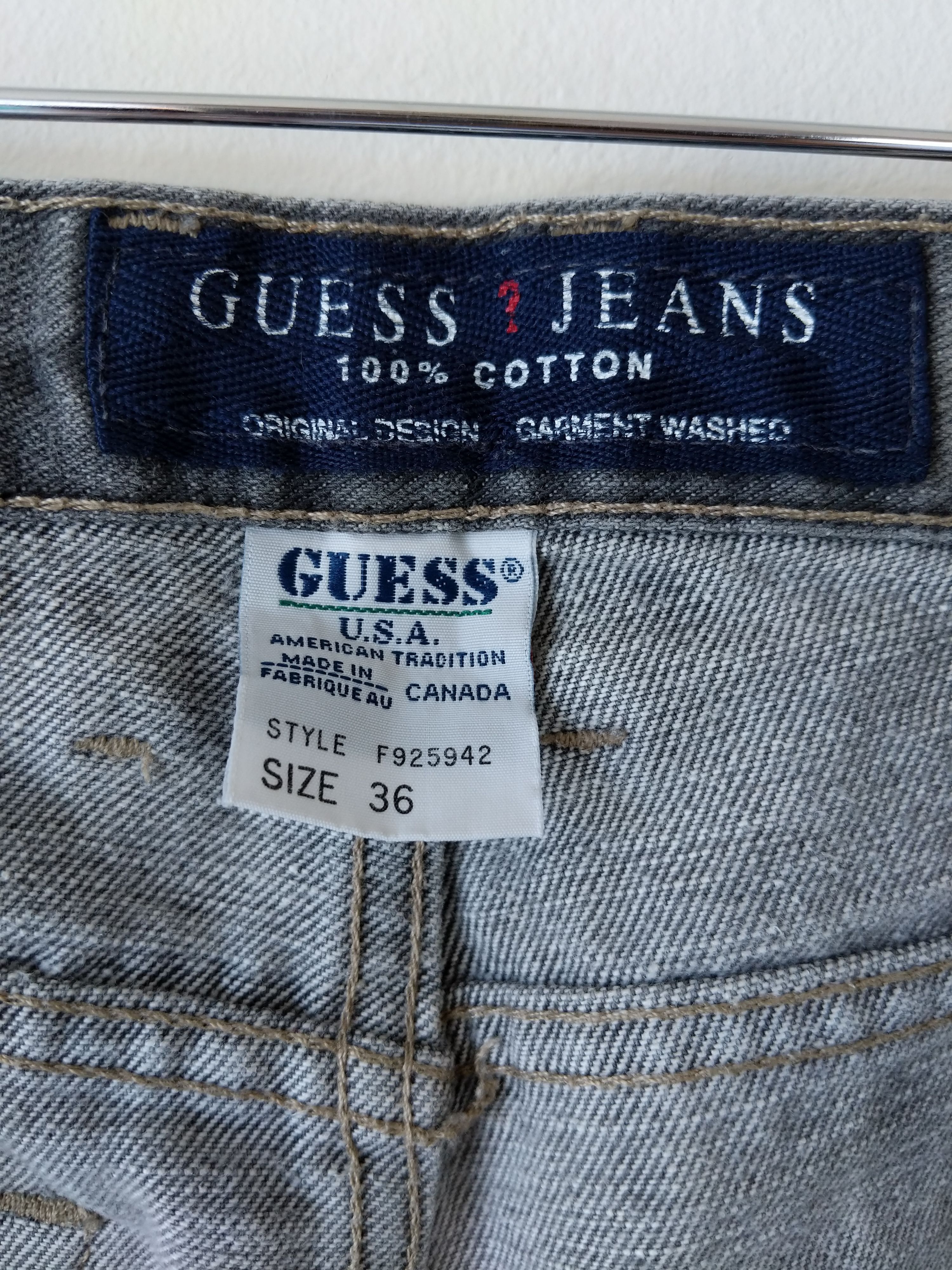 Vintage Vintage 90s Guess Grey Overdyed Distressed Jeans Triangle Size US 36 / EU 52 - 11 Thumbnail