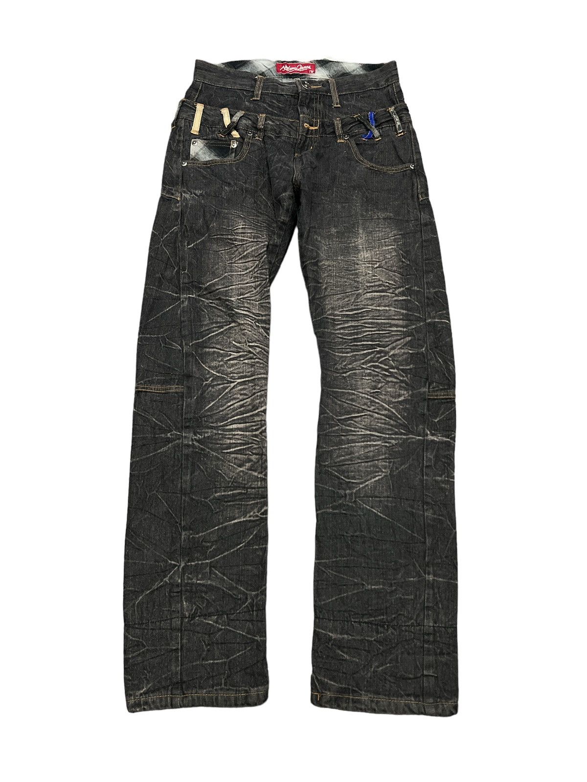 Japanese Brand × Vintage DOUBLE WAIST‼️NYLAUS DISTRESSED DENIM PANT Size US 28 / EU 44 - 1 Thumbnail