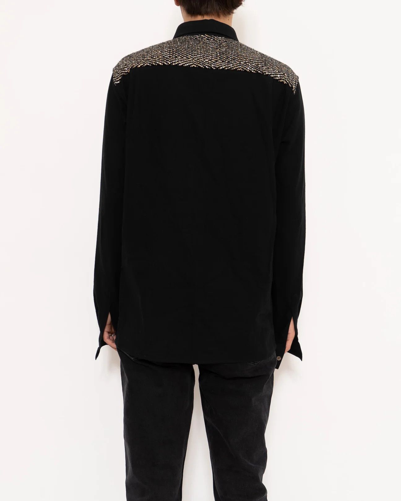 image of Haider Ackermann Fw16 Sequin Shoulders Shirt Sample in Black, Men's (Size Small)