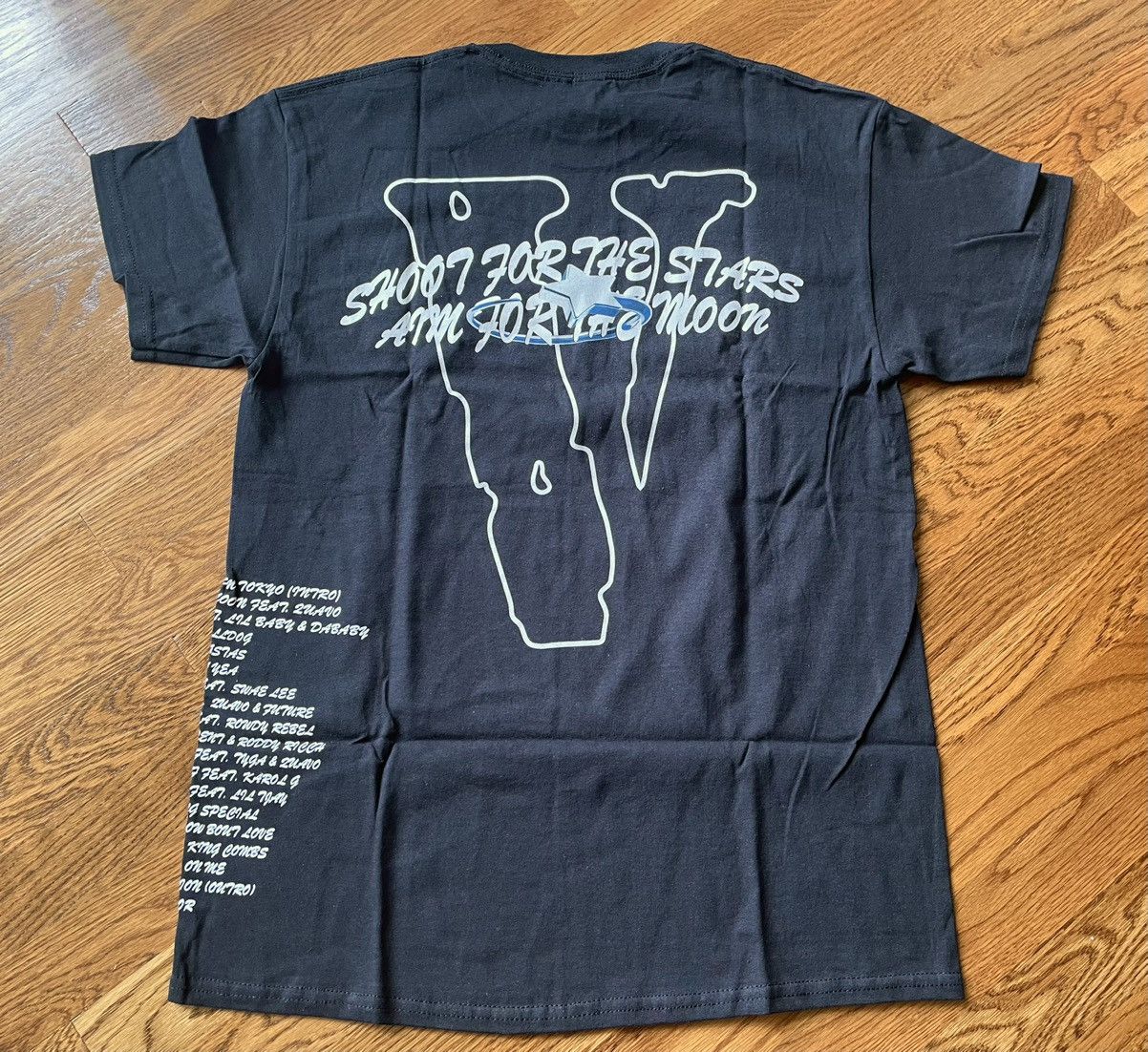 image of Small Vlone Tracklist Pop Smoke Tee Black The Woo 999 Shirt, Men's