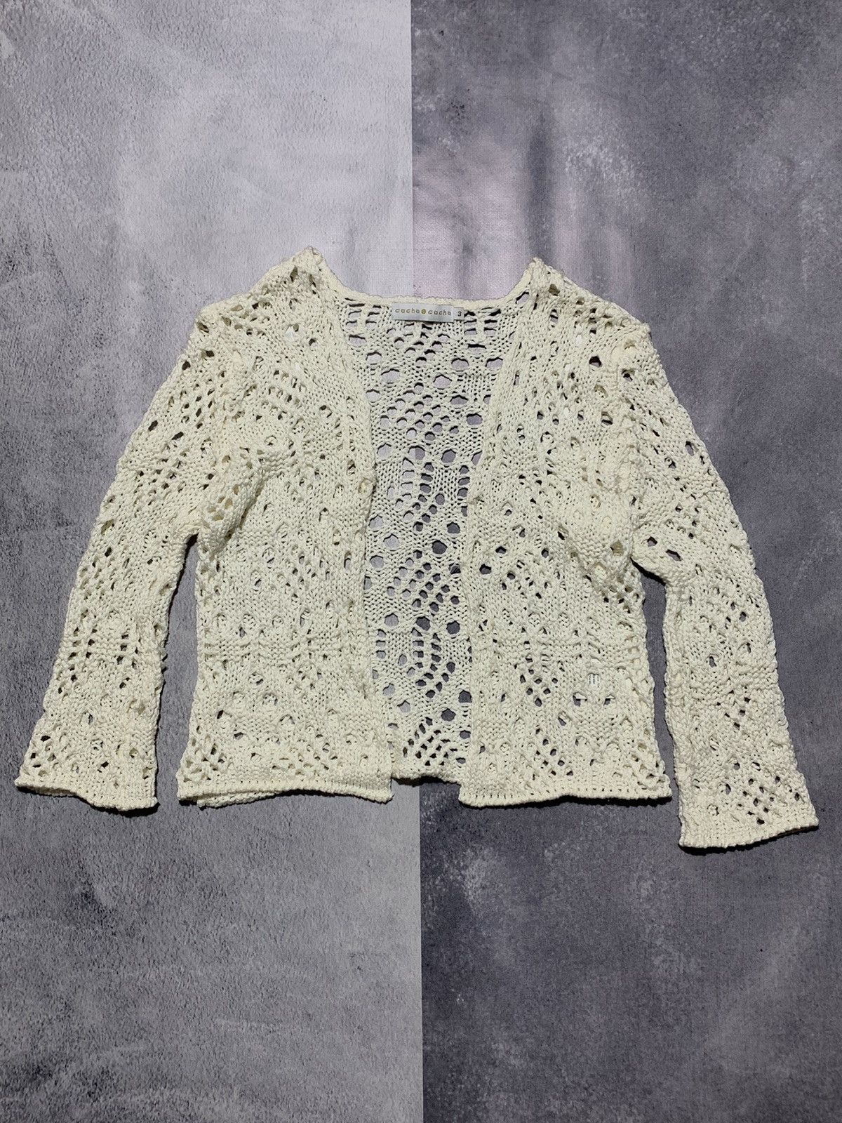 Vintage Y2K cropped mesh knit cardigan oldmoney size M