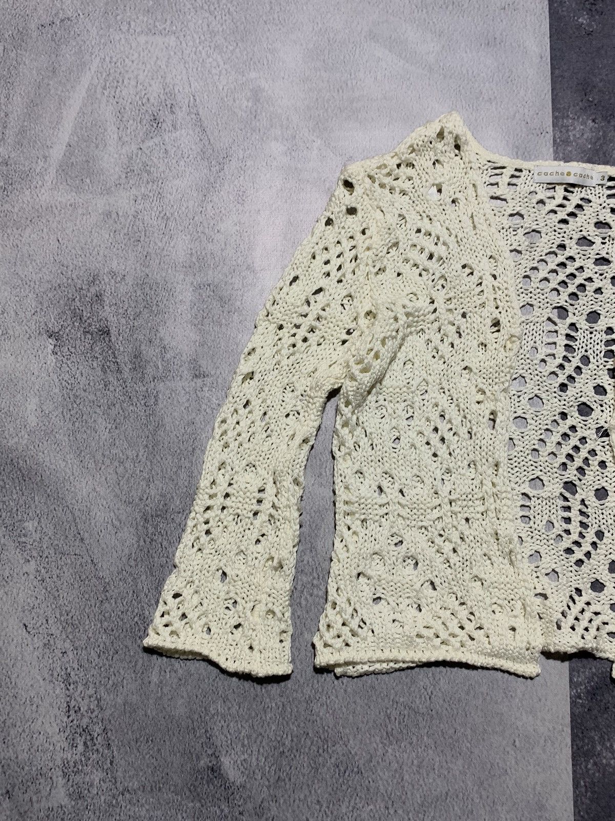 Japanese Brand × Vintage Vintage Y2K cropped mesh knit cardigan oldmoney size M Size M / US 6-8 / IT 42-44 - 3 Thumbnail