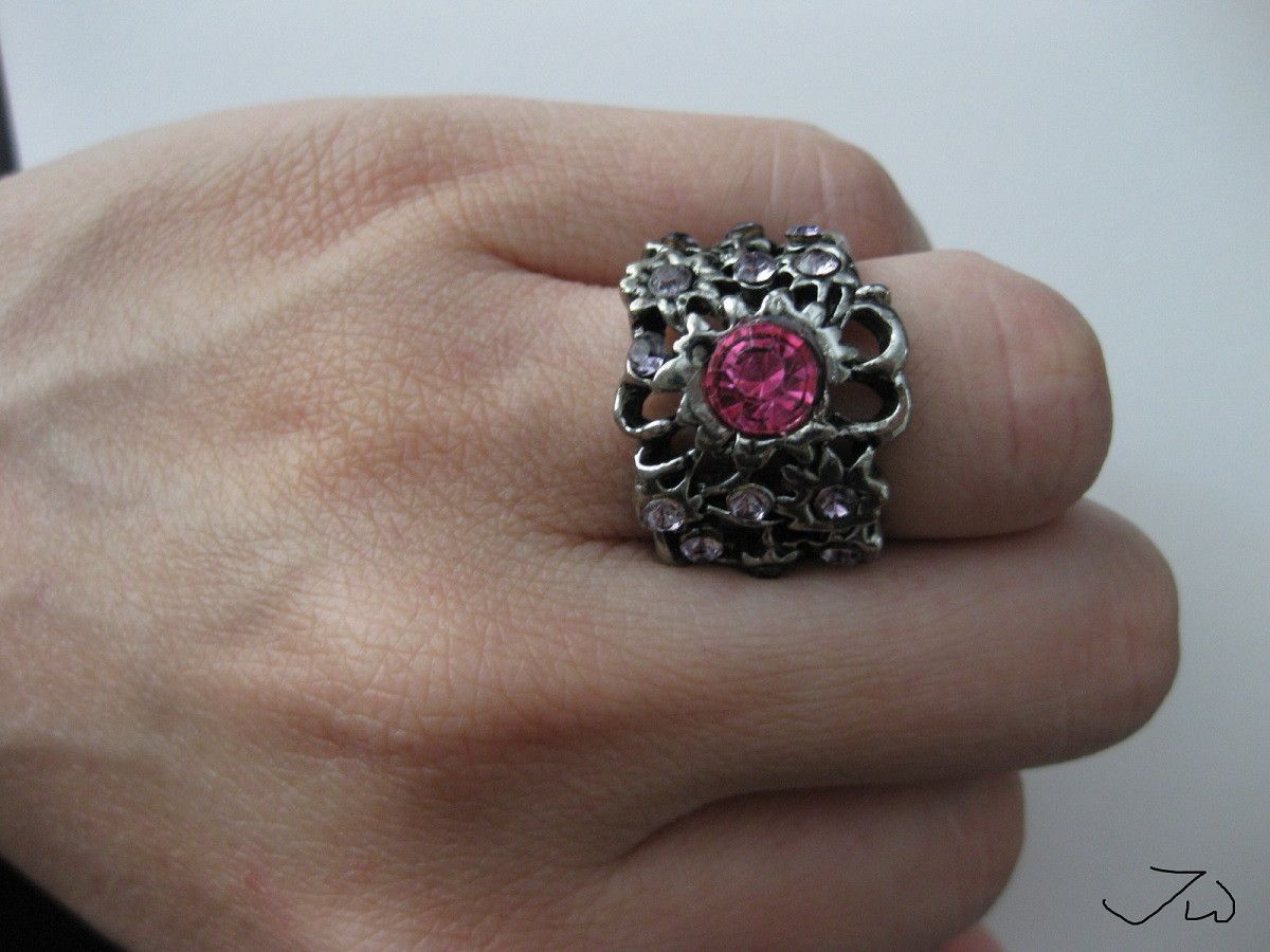 Jewelry Pink CZ Tibetan Silver Ring - Size 6.25 Size ONE SIZE - 2 Thumbnail