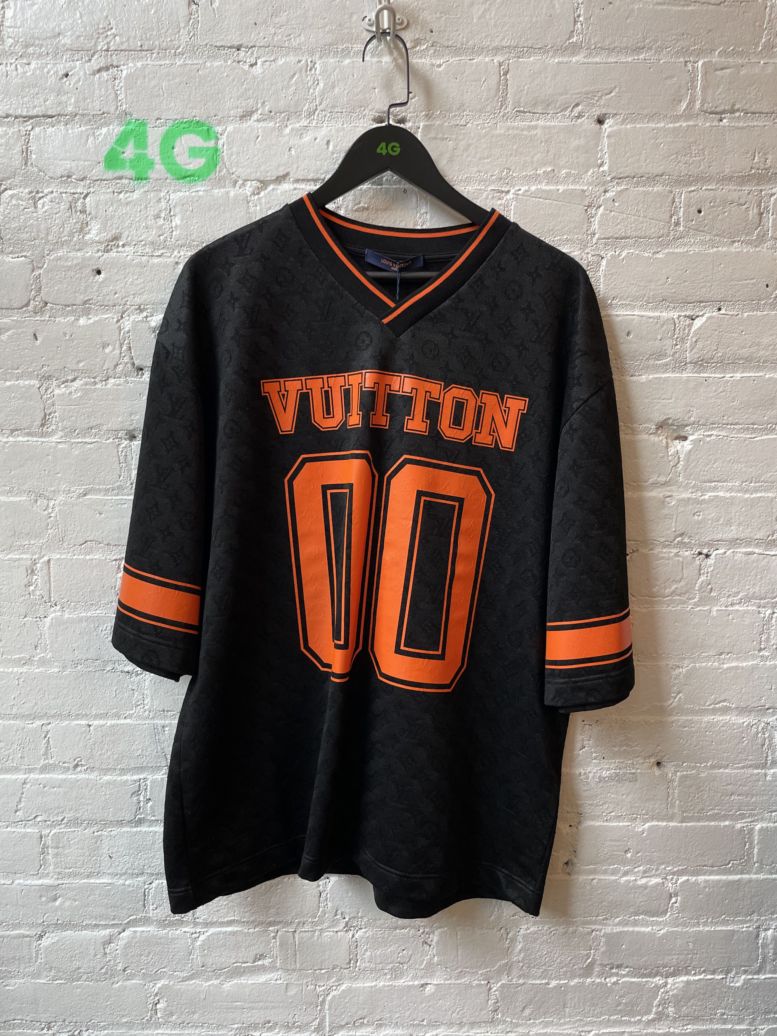 image of Louis Vuitton x Virgil Abloh Lv Virgil Football Jersey in Black, Men's (Size XL)