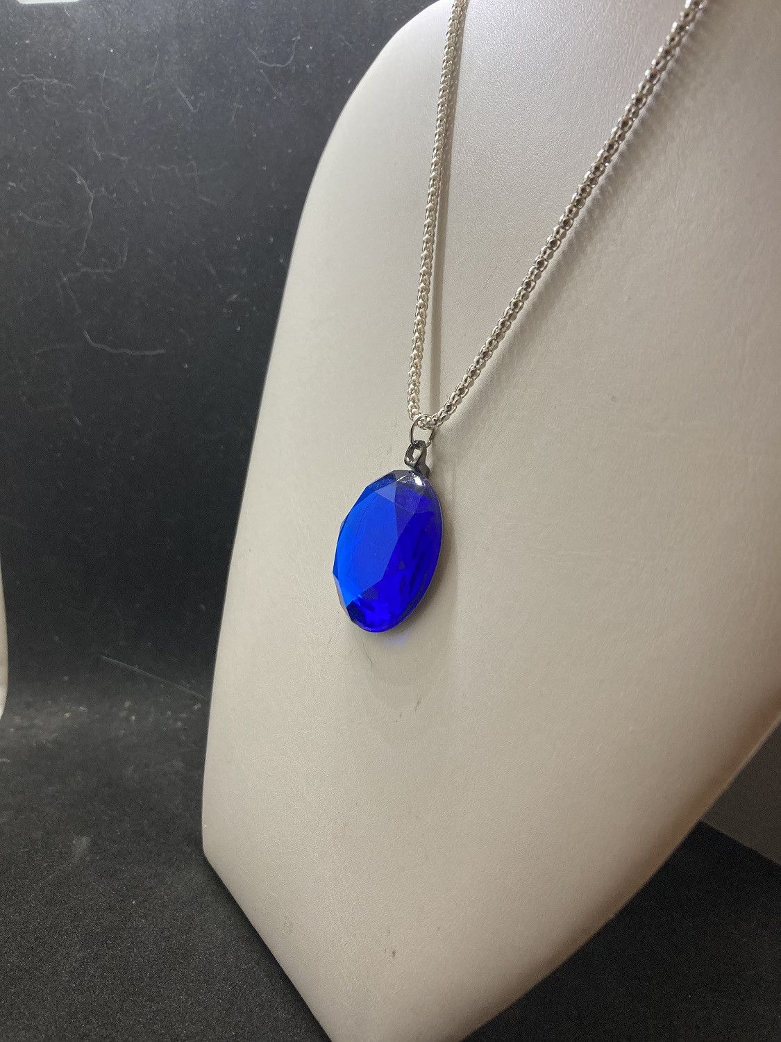 Handmade Big Blue CZ Chain Necklace Size ONE SIZE - 2 Thumbnail