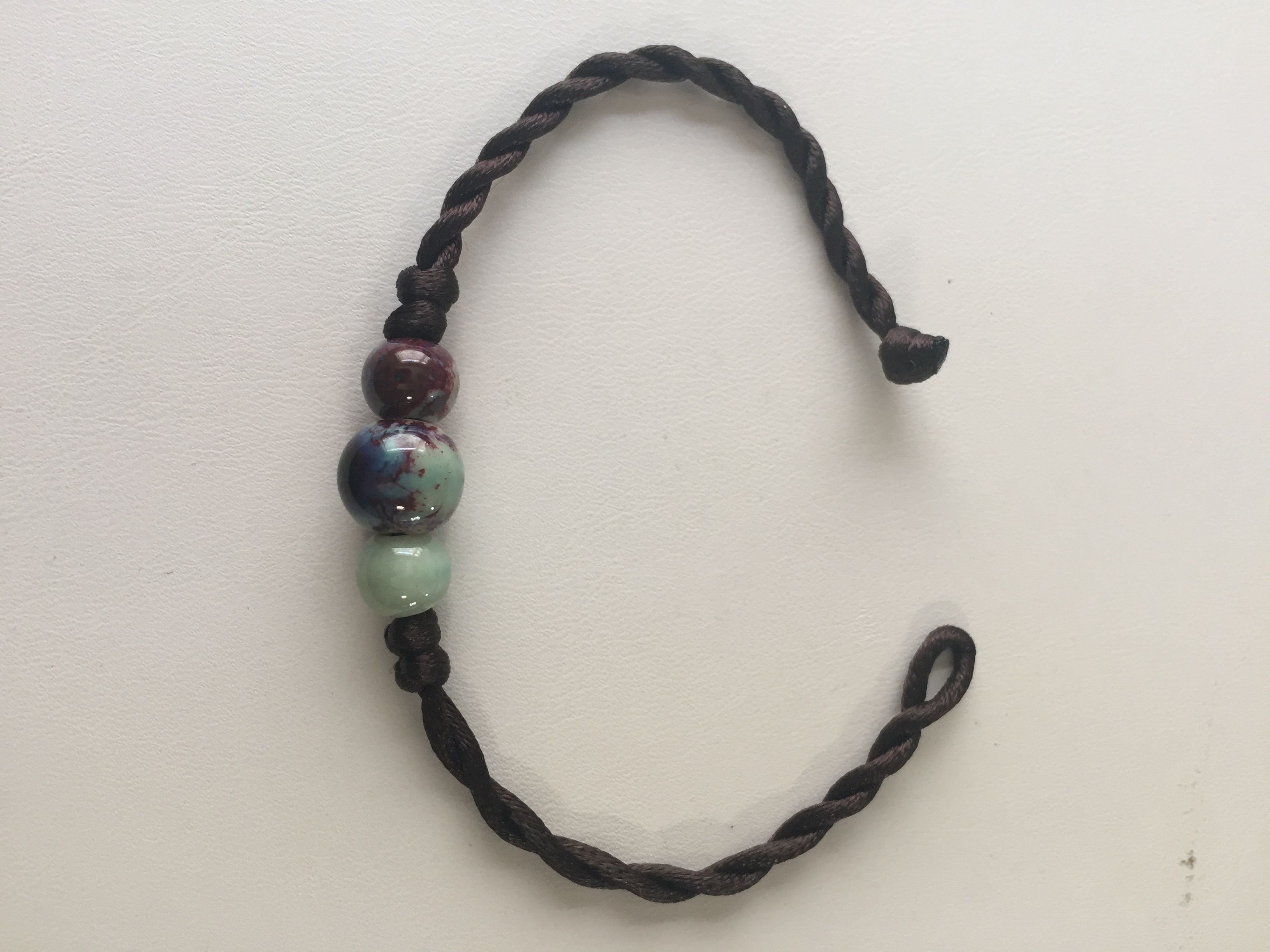 Handmade Asian Style Ceramic beads Minimalist Rope Bracelet Size ONE SIZE - 1 Thumbnail