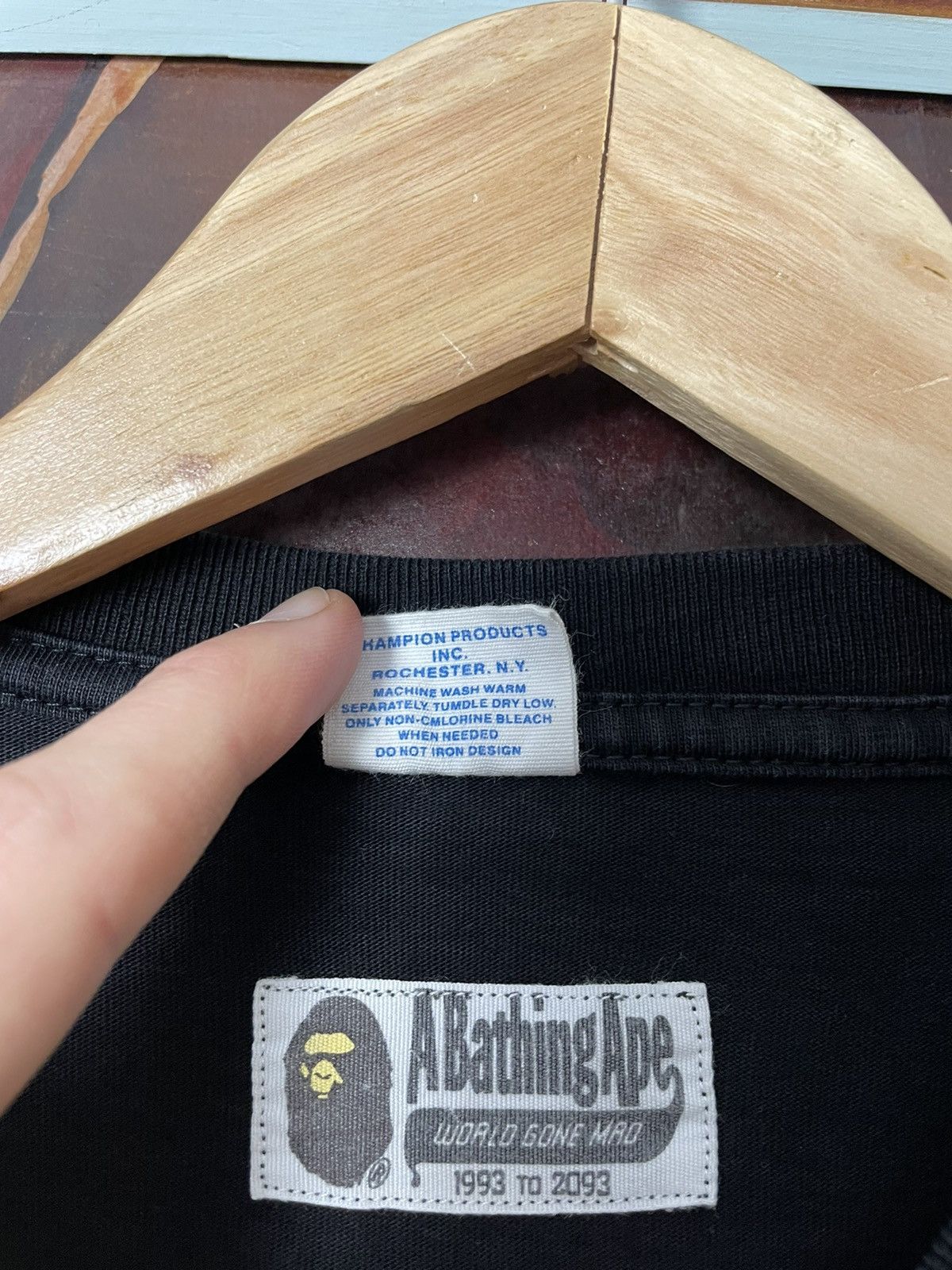 Bape × Champion Bape x Champion Rare Streetwear Hype Tee Navy Collaboration Size US S / EU 44-46 / 1 - 5 Thumbnail
