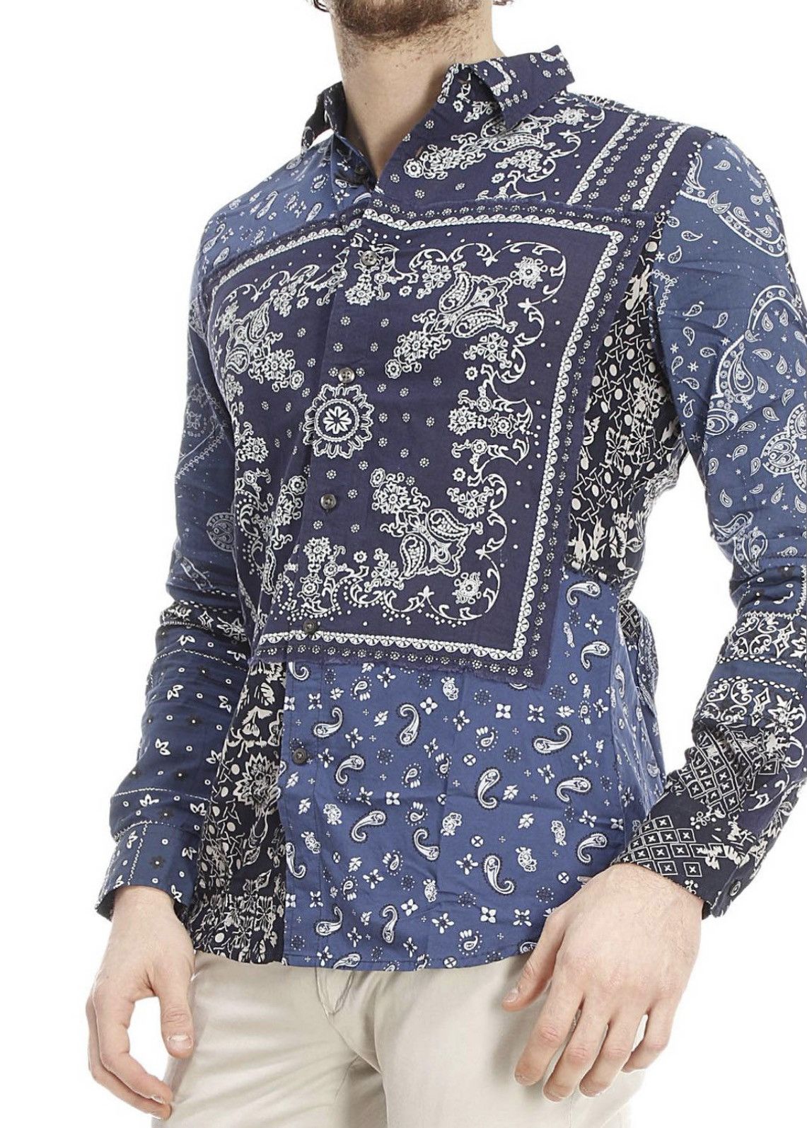 Diesel Diesel patchwork bandana print avant garde shirt Size US L / EU 52-54 / 3 - 2 Thumbnail