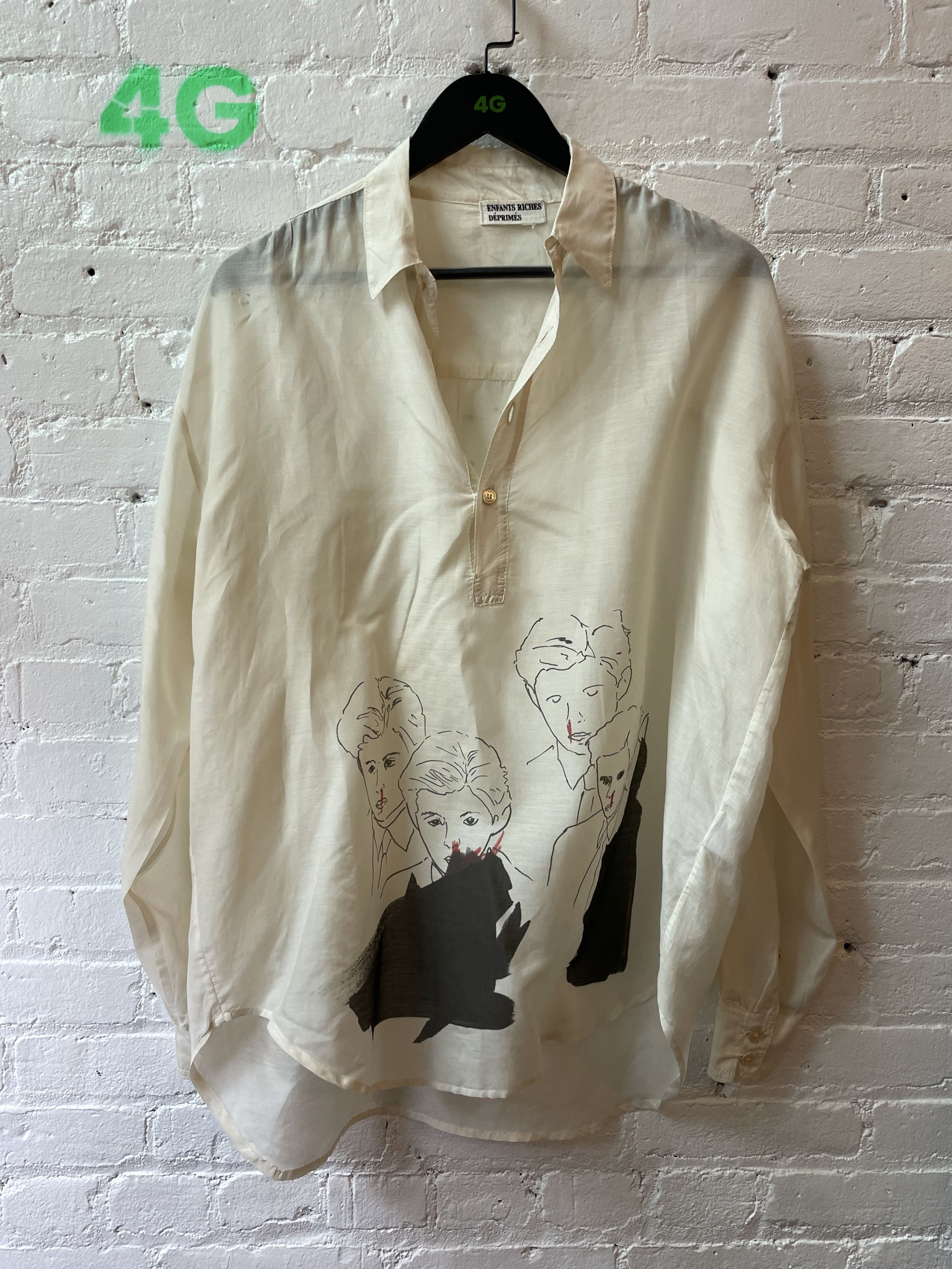 image of Enfants Riches Deprimes Erd Silk Baron Trump Od Shirt in White, Men's (Size Medium)