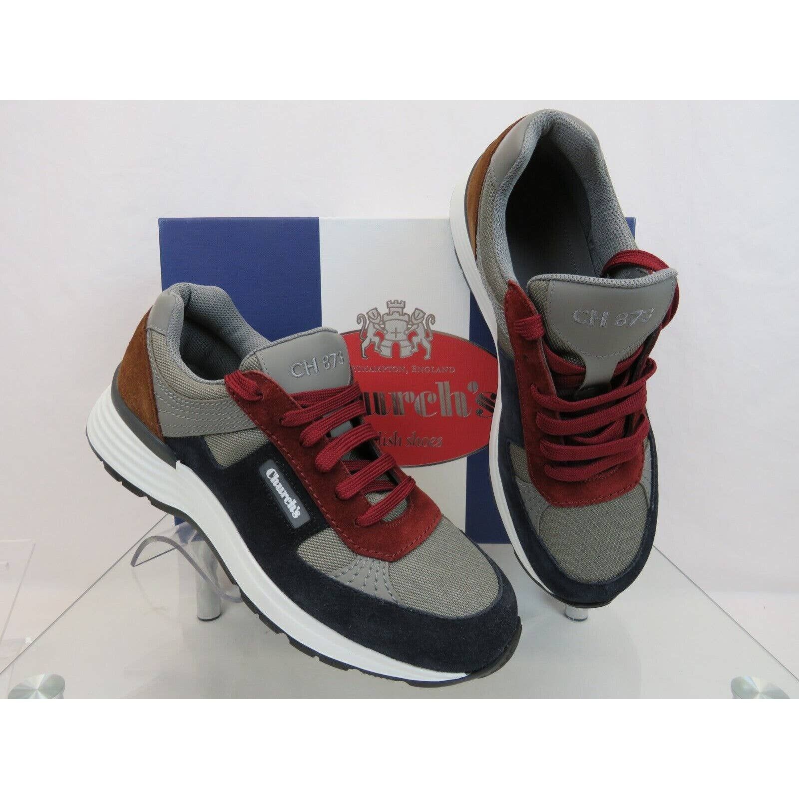 CH873 GRAY NAVY RED SUEDE NYLON LOGO SNEAKERS US ITALY