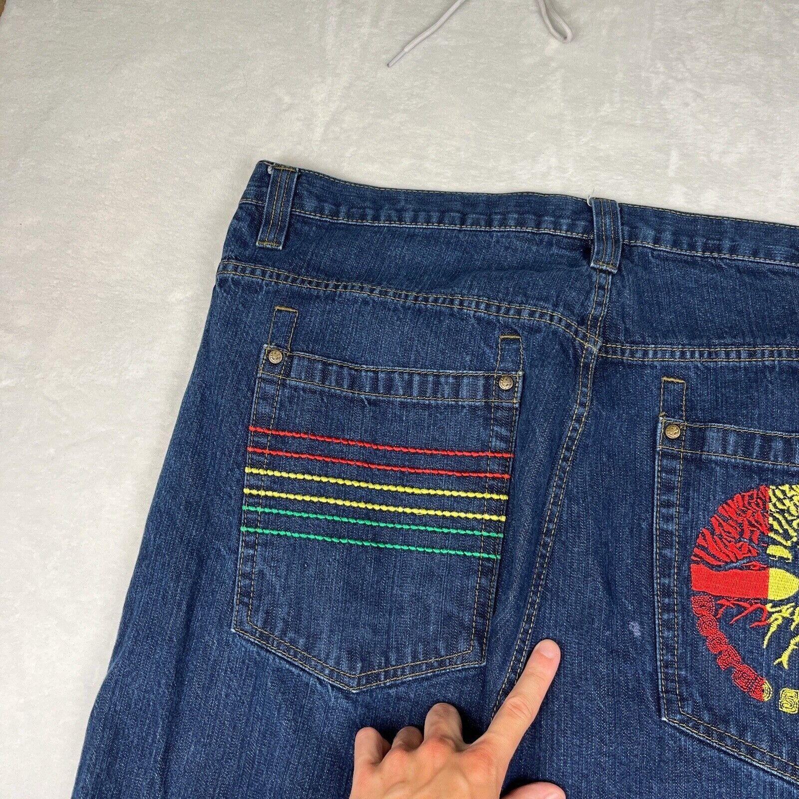 Vintage Vtg Y2K Akcess Baggy Jeans 42x31.5 Embroidered Skate Grunge Size US 42 / EU 58 - 15 Thumbnail