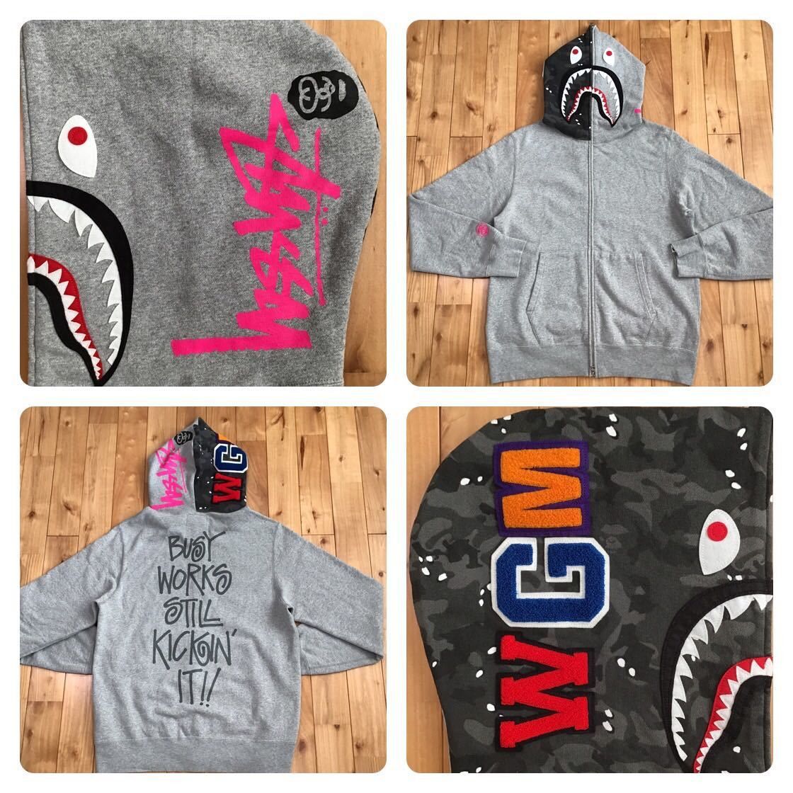 Bape Stussy BAPE stussy shark full zip hoodie a bathing ape Grailed