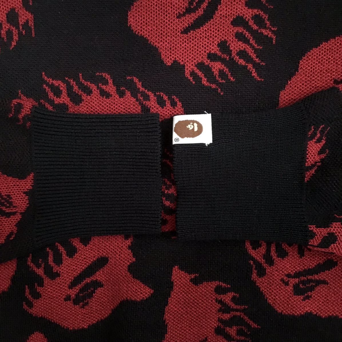 Bape BAPE Fire pattern long sleeve knit flame black x red Size US S / EU 44-46 / 1 - 4 Thumbnail