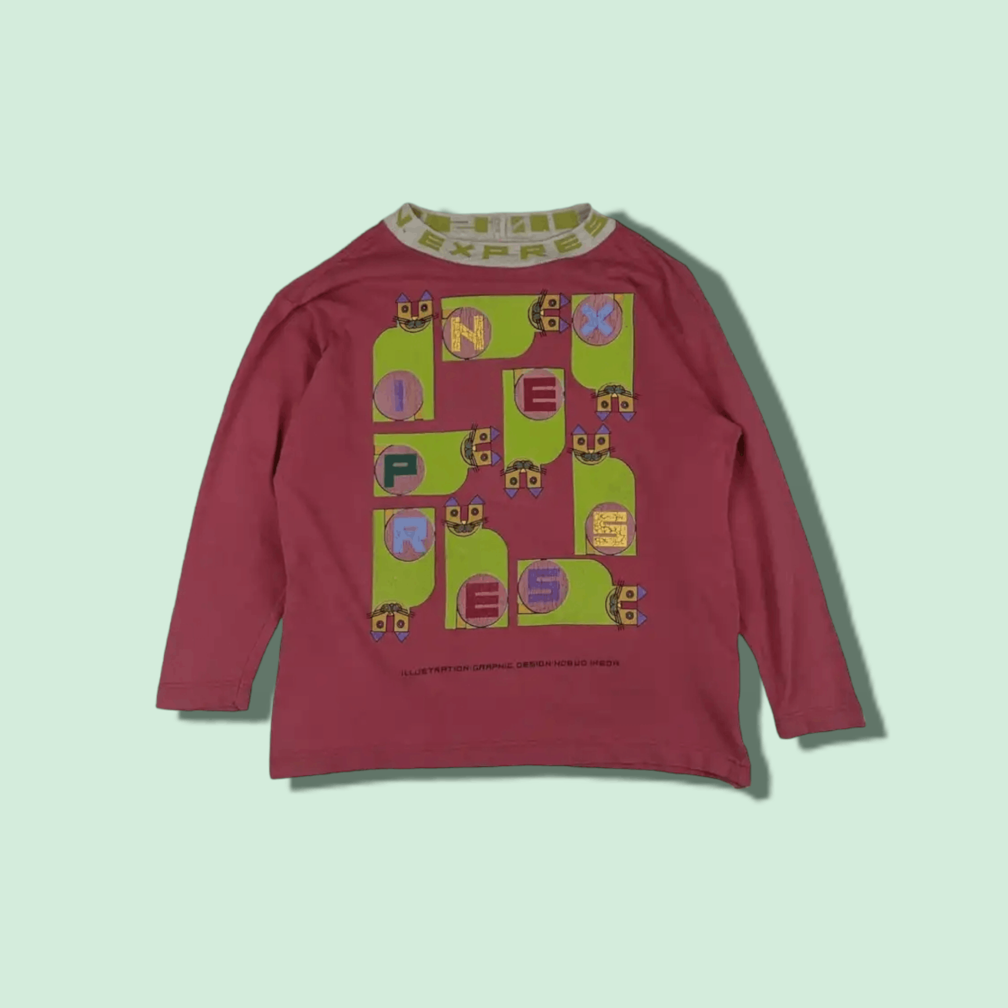 Japanese Brand Japan IN EXPRESS Nobou Express Graphic Long Sleeve T-Shirt Size L / US 10 / IT 46 - 1 Thumbnail