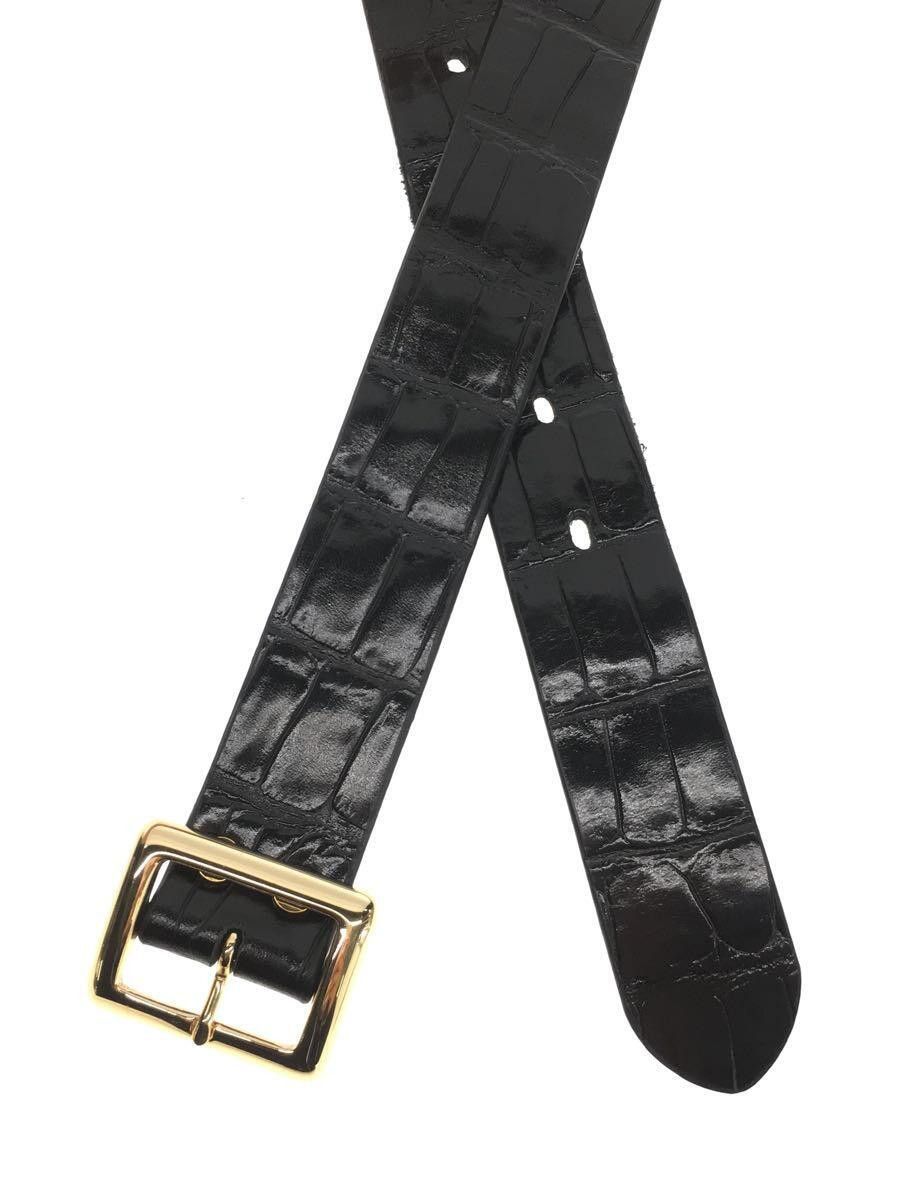image of Undercover Crocodile Embossed Leather Belt in Black, Men's