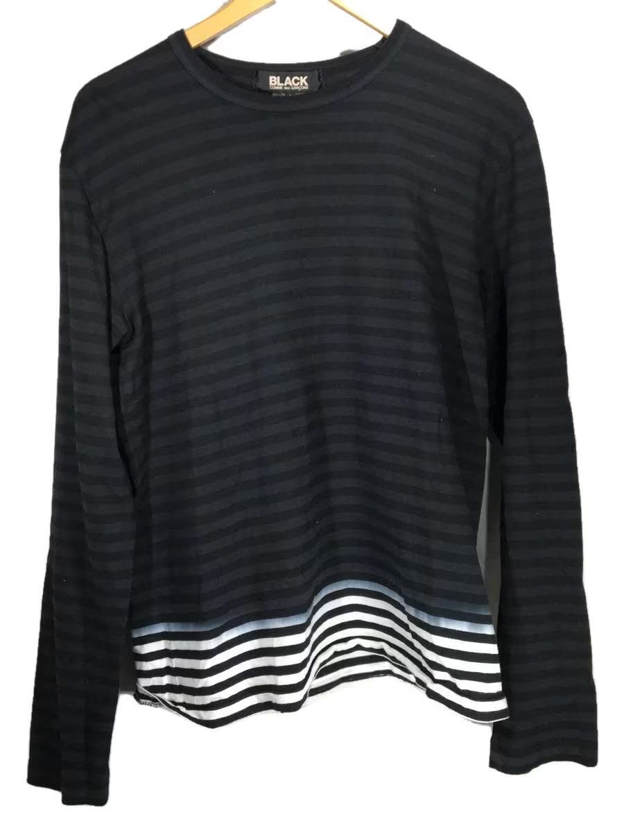 Pre-owned Comme Des Garcons X Comme Des Garcons Black Two Tone Dye Striped Long Sleeve Tee In Black