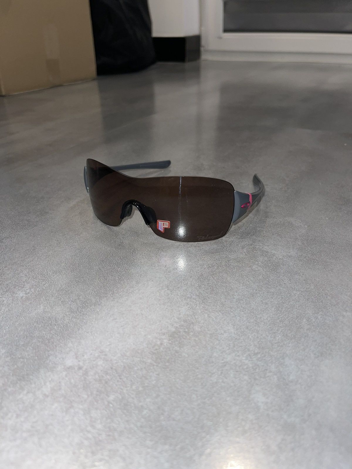 image of Oakley Oo9141-19 Grey Pink Shield Sunglasses, Men's