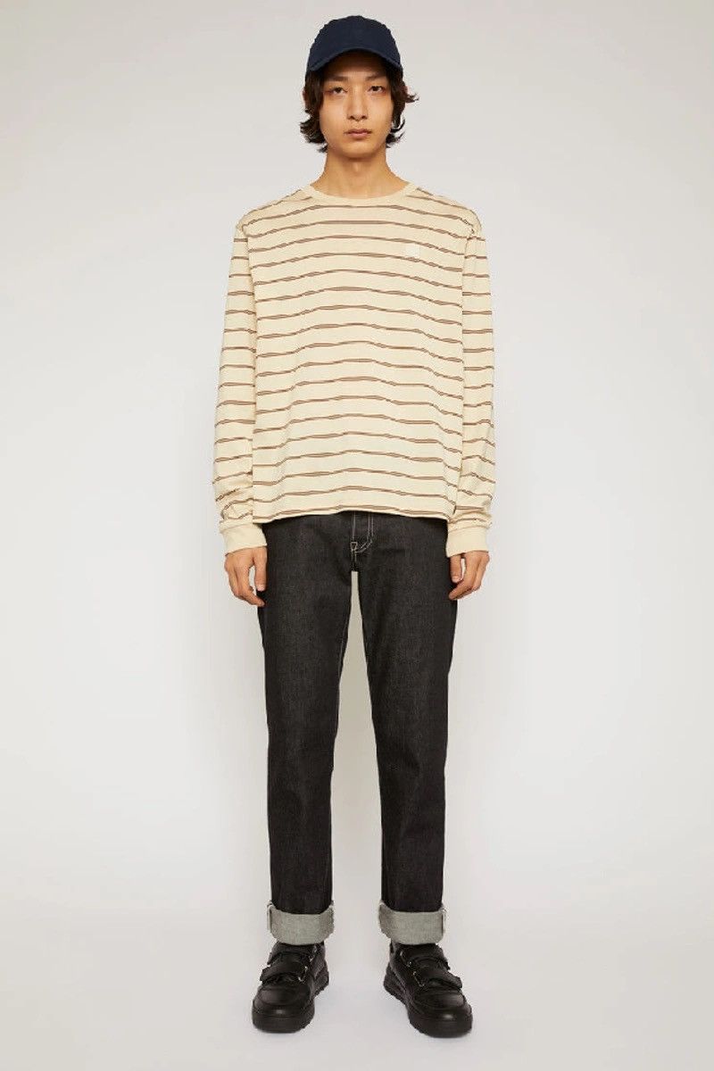 Acne Studios Acne Studios Face Logo Stripped Beige Longsleeve Size US M / EU 48-50 / 2 - 1 Thumbnail