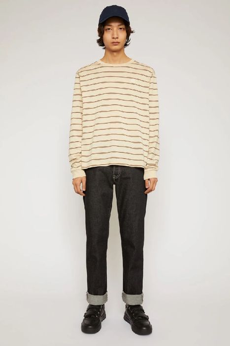 Acne Studios Acne Studios Face Logo Stripped Beige Longsleeve | Grailed