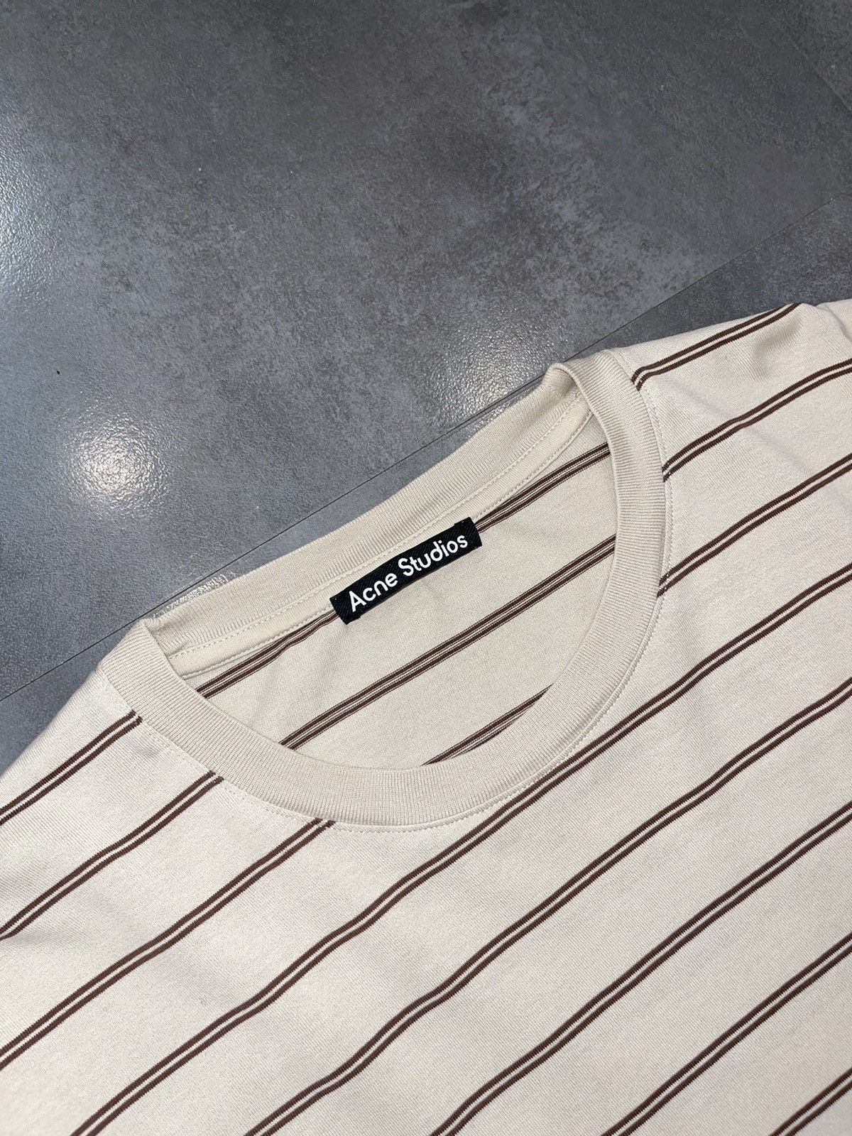 Acne Studios Acne Studios Face Logo Stripped Beige Longsleeve Size US M / EU 48-50 / 2 - 13 Thumbnail