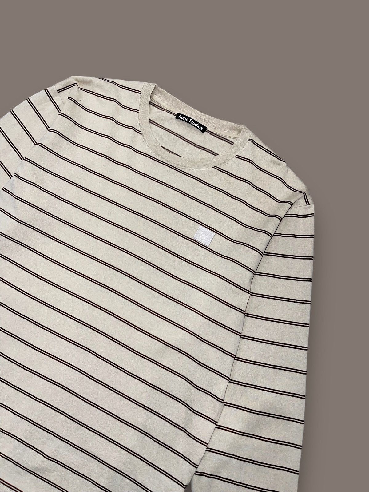 Acne Studios Acne Studios Face Logo Stripped Beige Longsleeve Size US M / EU 48-50 / 2 - 6 Thumbnail