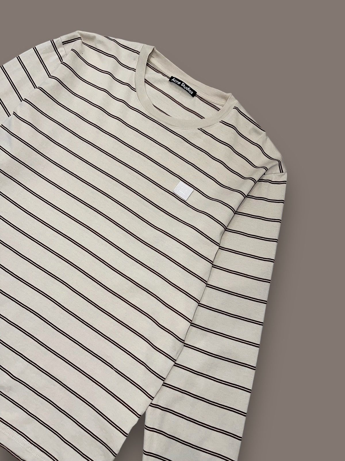 Acne Studios Acne Studios Face Logo Stripped Beige Longsleeve Size US M / EU 48-50 / 2 - 2 Thumbnail