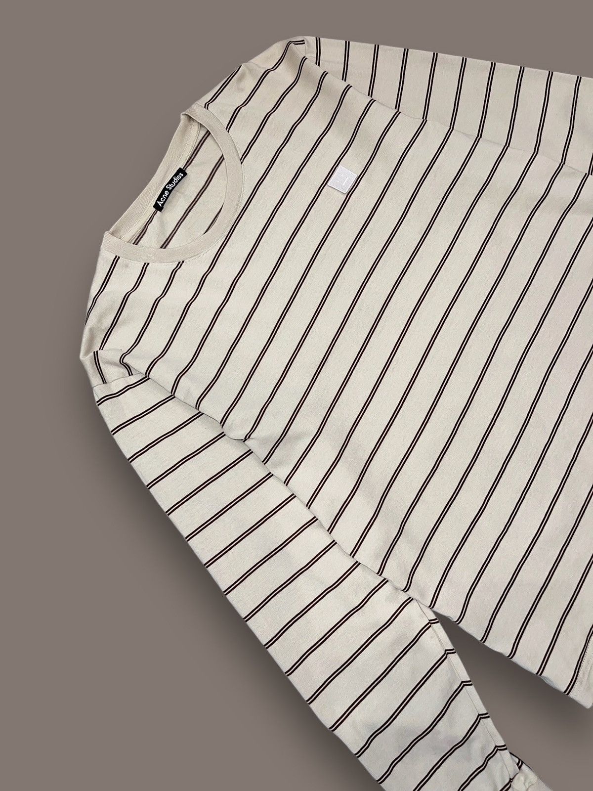 Acne Studios Acne Studios Face Logo Stripped Beige Longsleeve Size US M / EU 48-50 / 2 - 7 Thumbnail