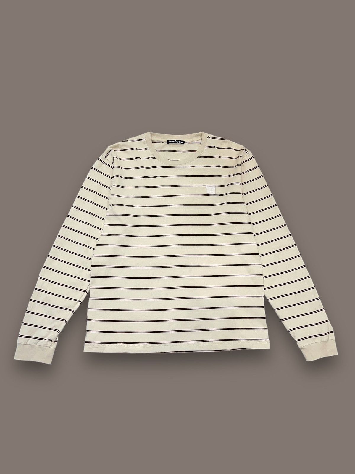 Acne Studios Acne Studios Face Logo Stripped Beige Longsleeve Size US M / EU 48-50 / 2 - 3 Thumbnail