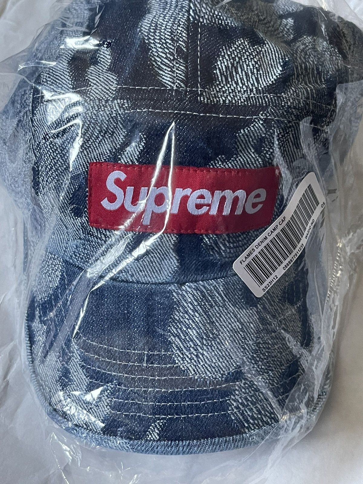 Supreme Fat Tip Jacquard Denim Camp Cap Blue (SS22)