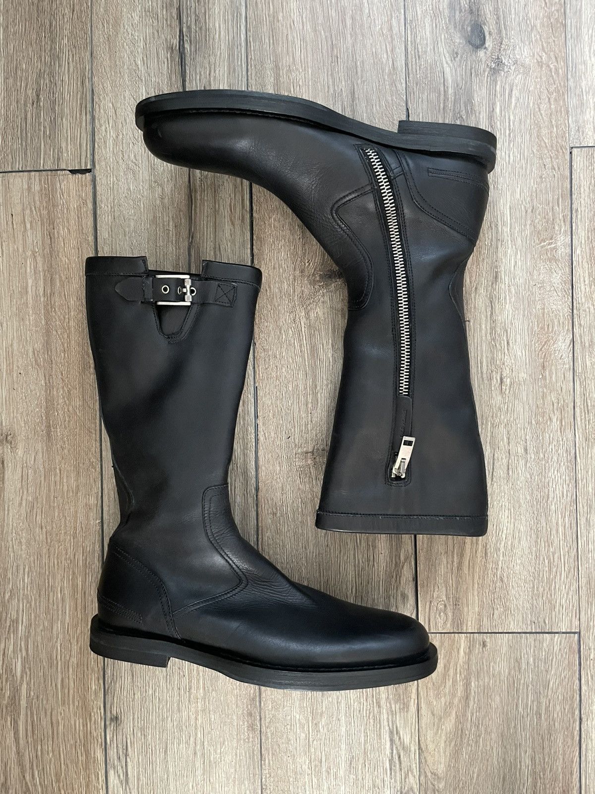 image of Dior Homme Aw04 Votc Leather Moto Boots in Black, Men's (Size 9)