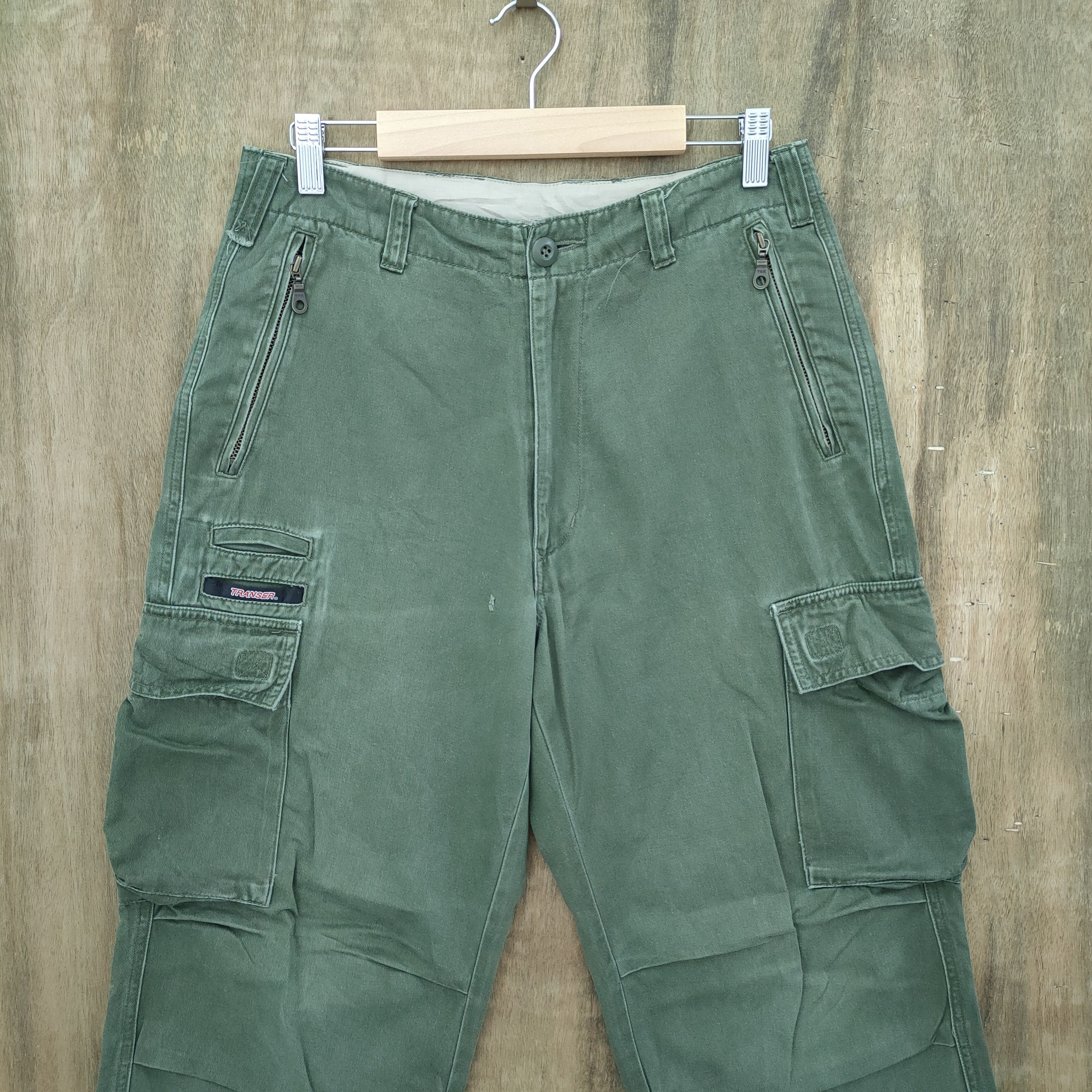 Japanese Brand TRANSER GREEN BAGGY CARGO PANTS Size US 30 / EU 46 - 2 Thumbnail