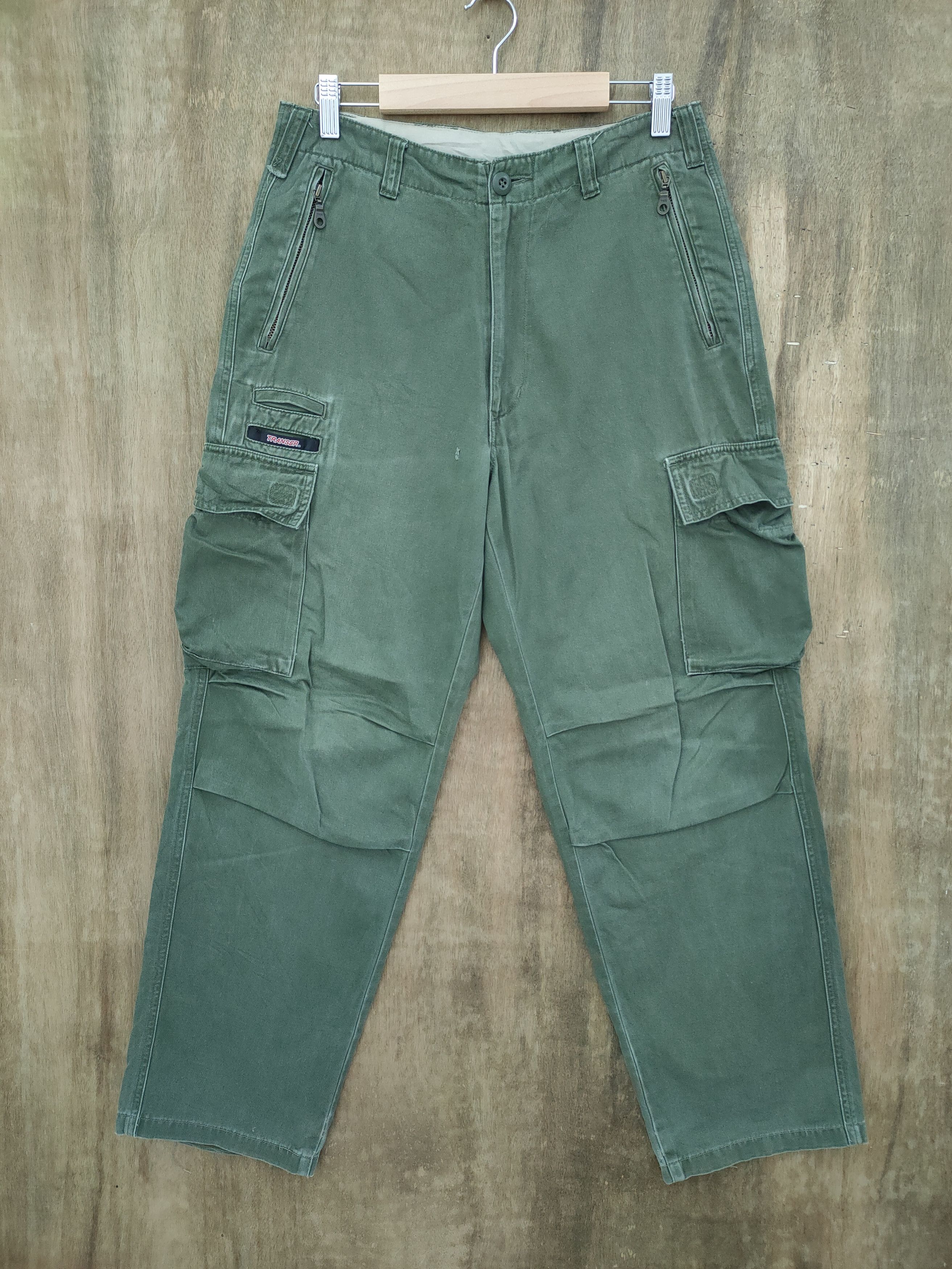 Japanese Brand TRANSER GREEN BAGGY CARGO PANTS Size US 30 / EU 46 - 1 Thumbnail
