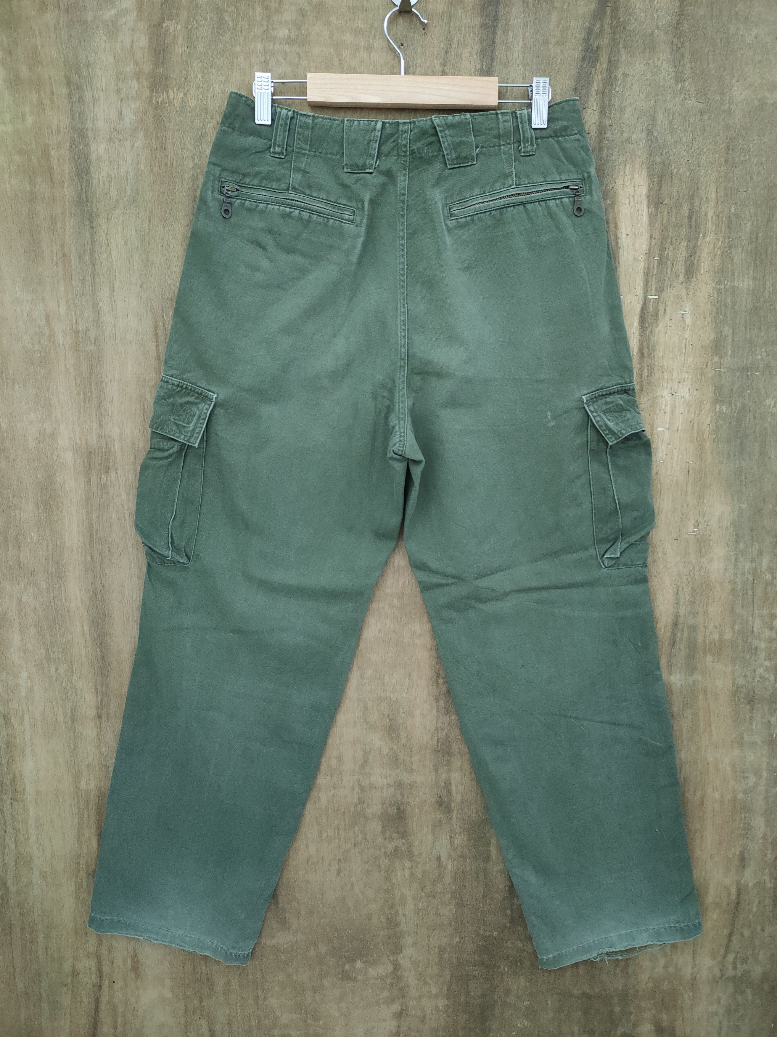 Japanese Brand TRANSER GREEN BAGGY CARGO PANTS Size US 30 / EU 46 - 6 Thumbnail
