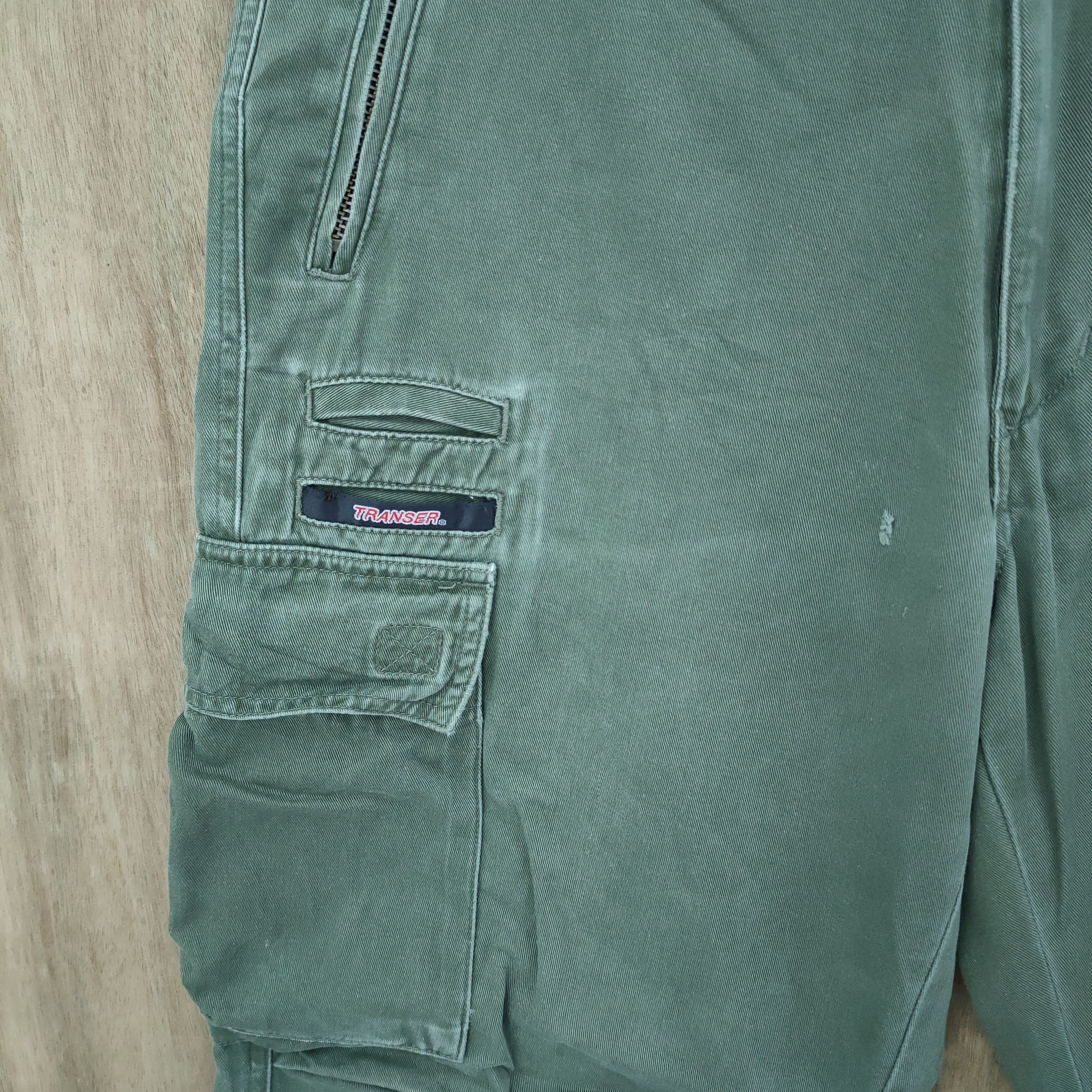 Japanese Brand TRANSER GREEN BAGGY CARGO PANTS Size US 30 / EU 46 - 4 Thumbnail