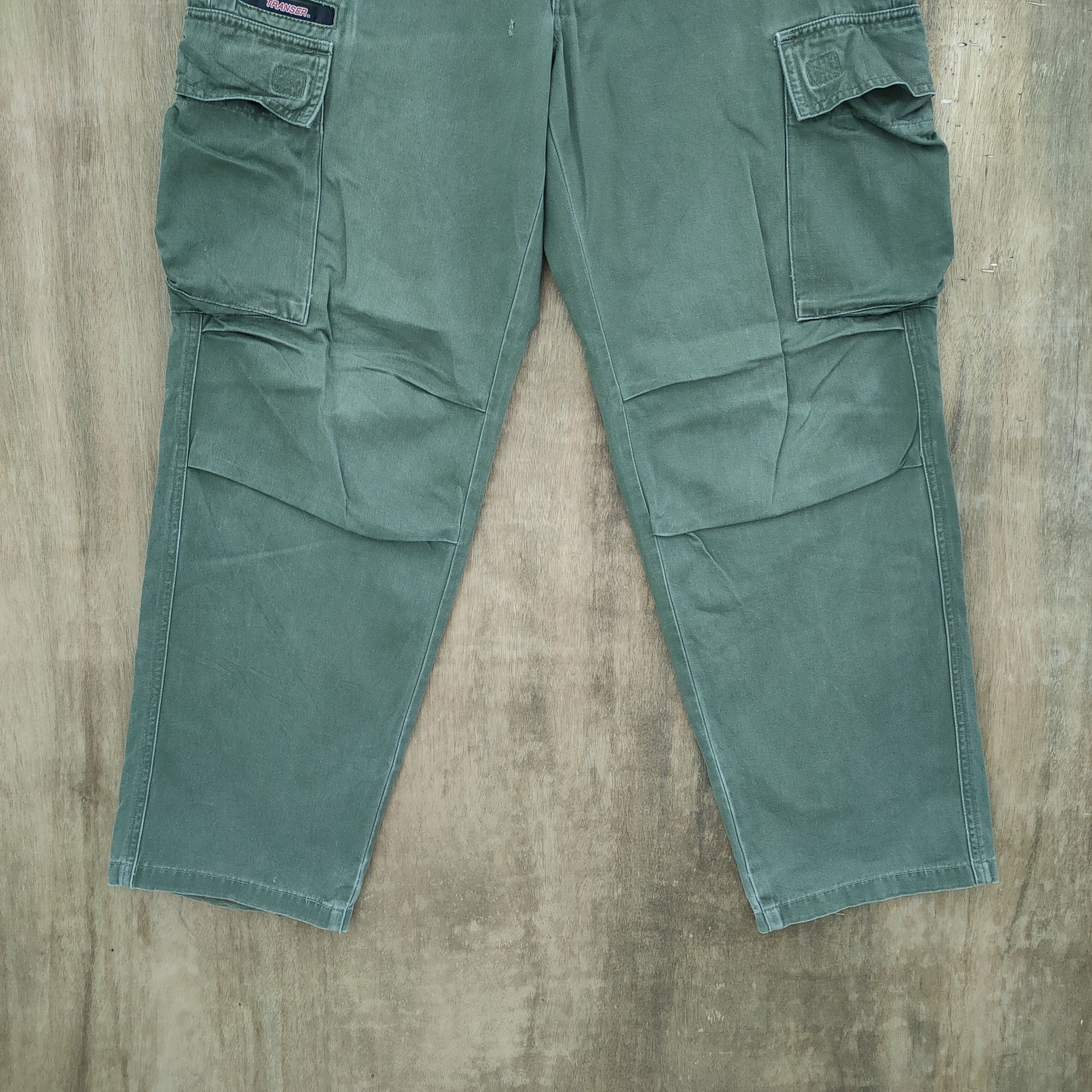 Japanese Brand TRANSER GREEN BAGGY CARGO PANTS Size US 30 / EU 46 - 3 Thumbnail
